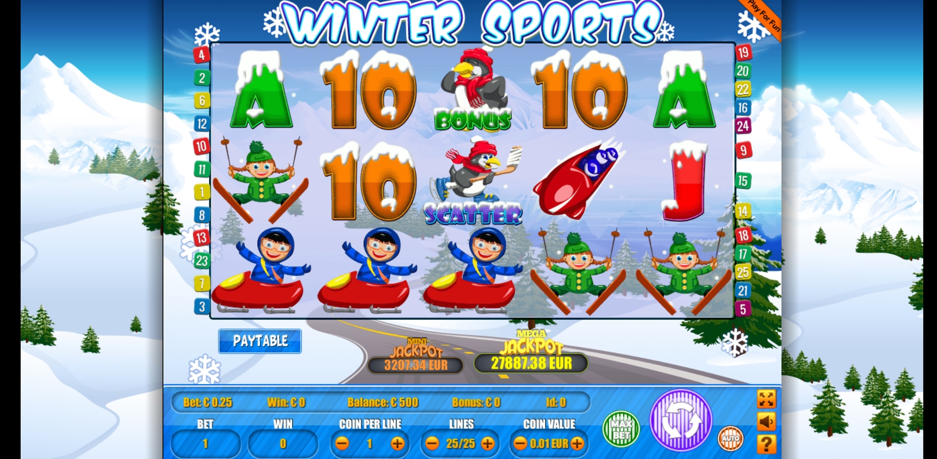 Reels in Winter Sports Slot Game by Portomaso Gaming