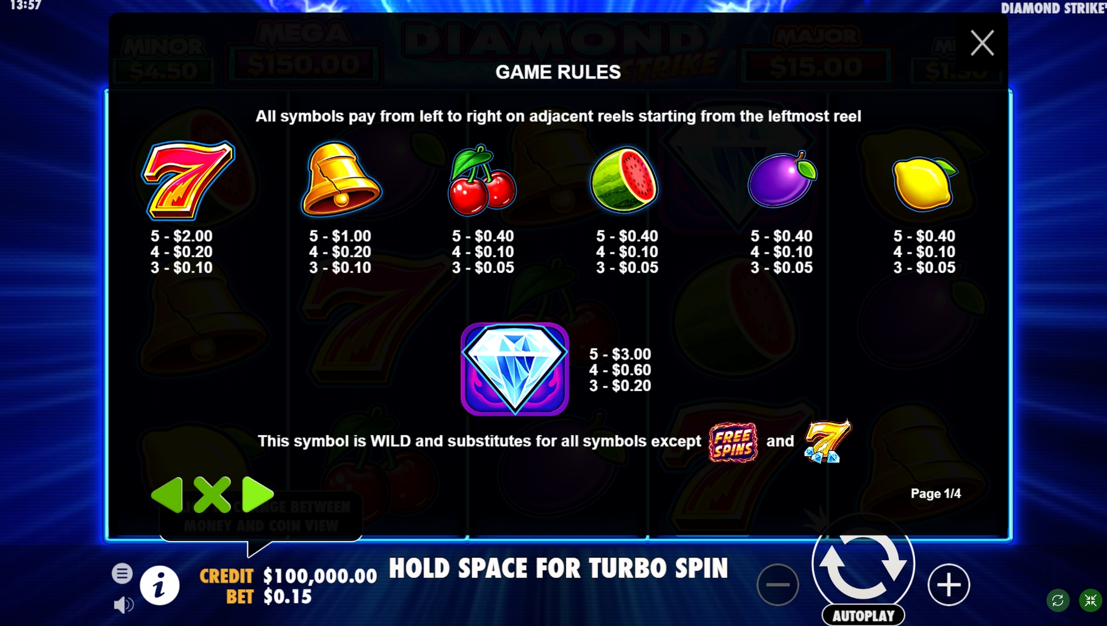Info of Diamond Strike Slot Game by Pragmatic Play