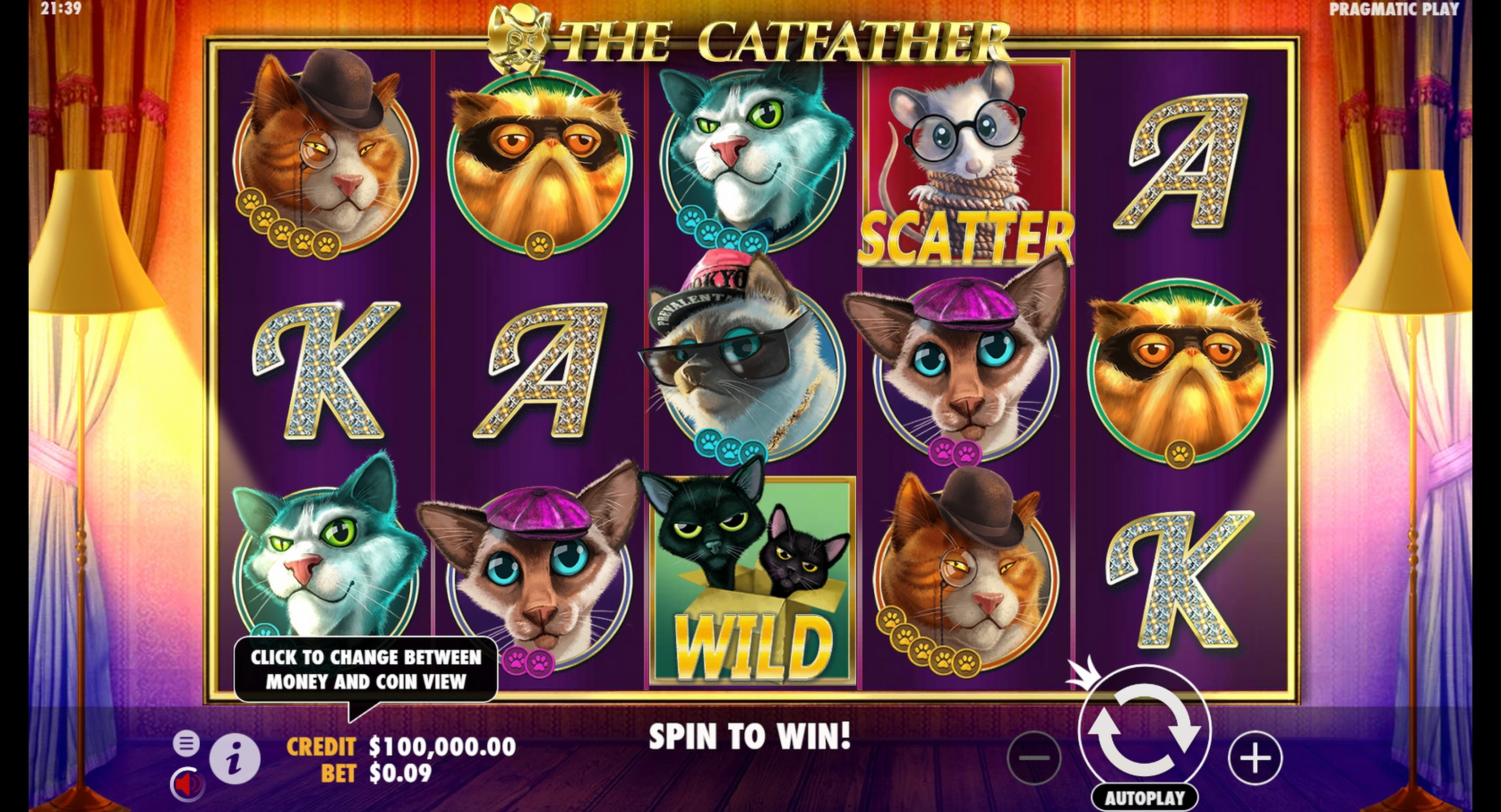 Reels in The Catfather Slot Game by Pragmatic Play