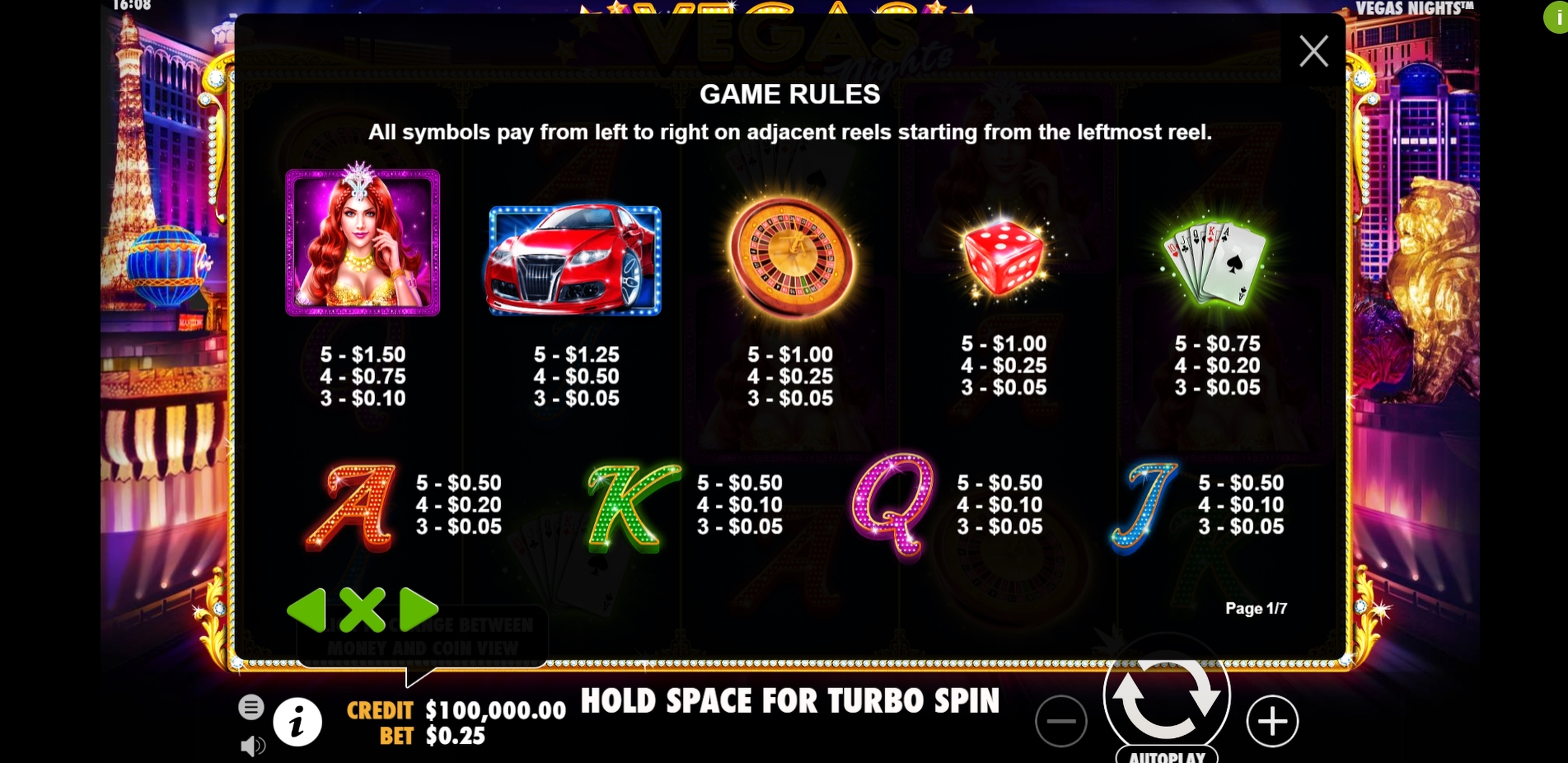 Info of Vegas Nights Slot Game by Pragmatic Play