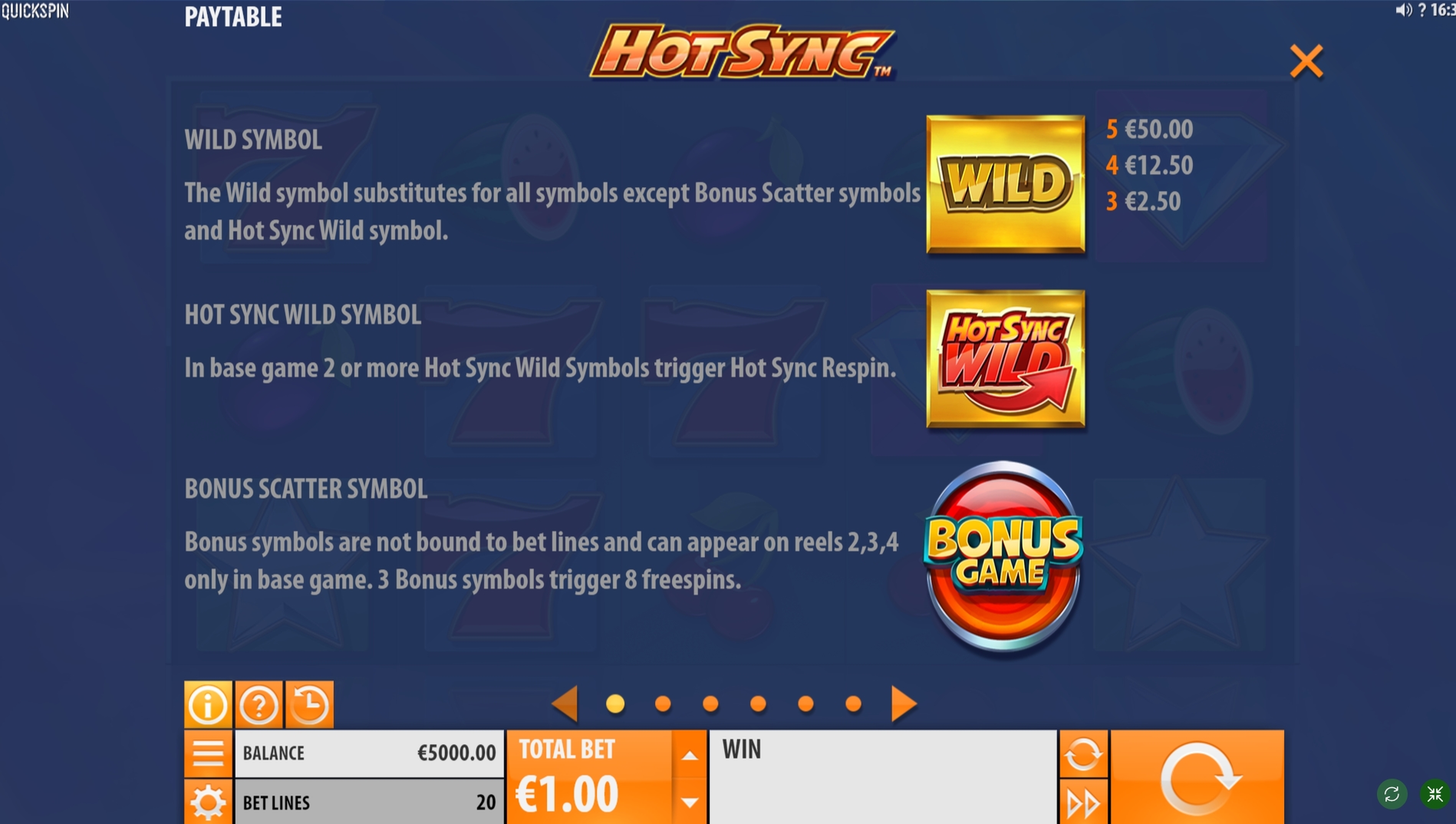 Info of Hot Sync Slot Game by Quickspin