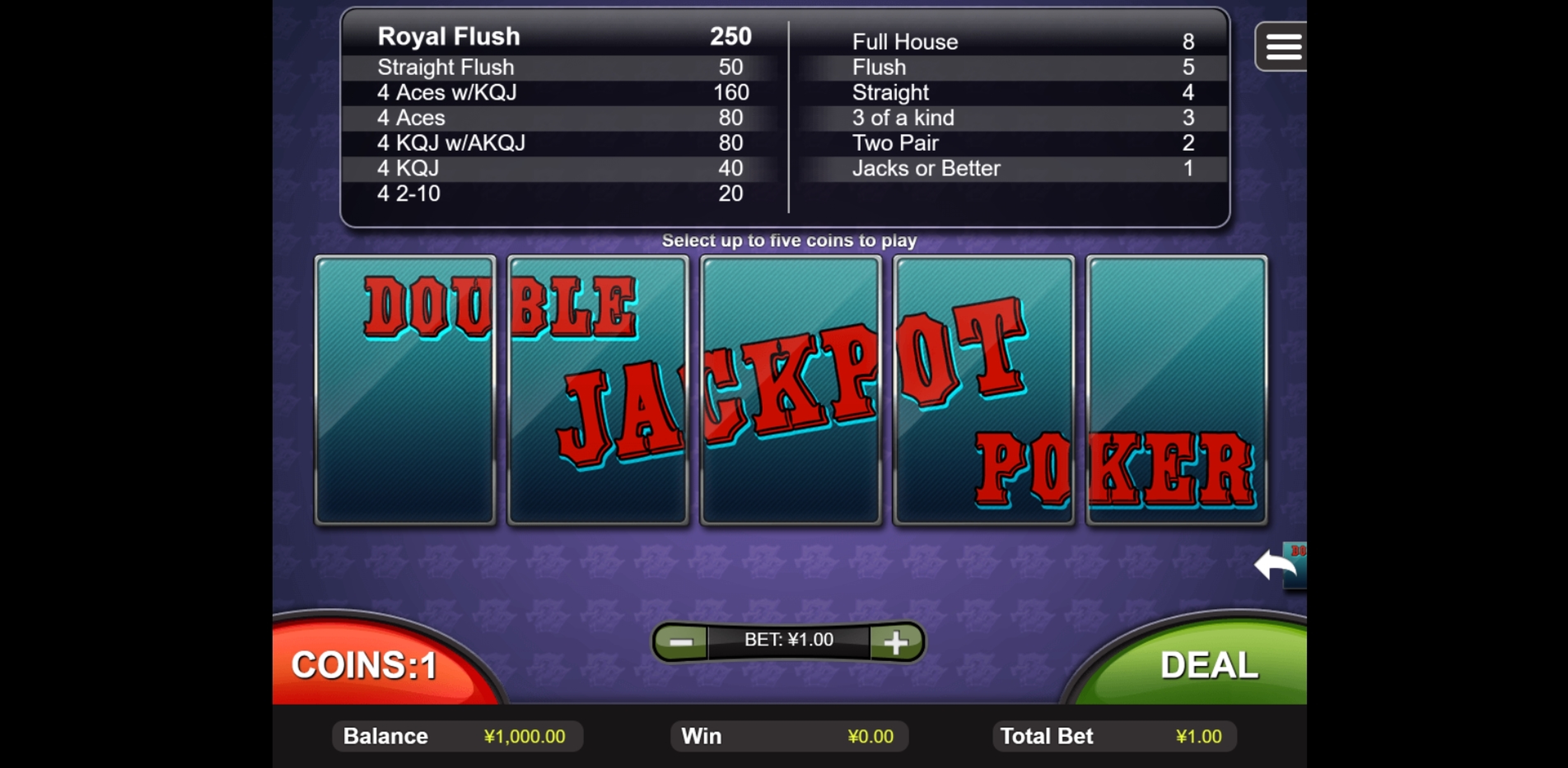 Reels in Double Jackpot Poker Slot Game by Real Time Gaming