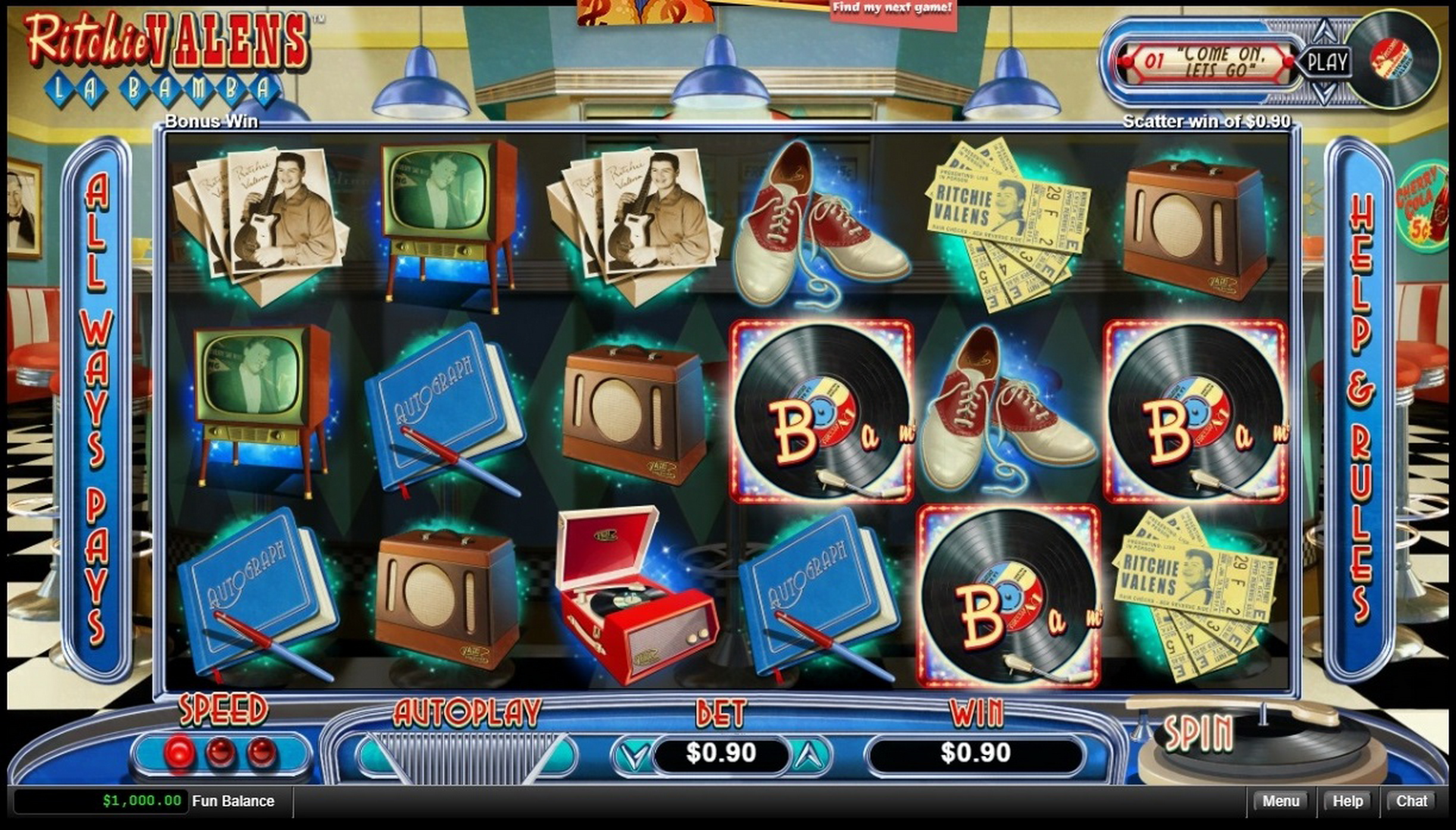 Win Money in Ritchie Valens LA Bamba Free Slot Game by Real Time Gaming