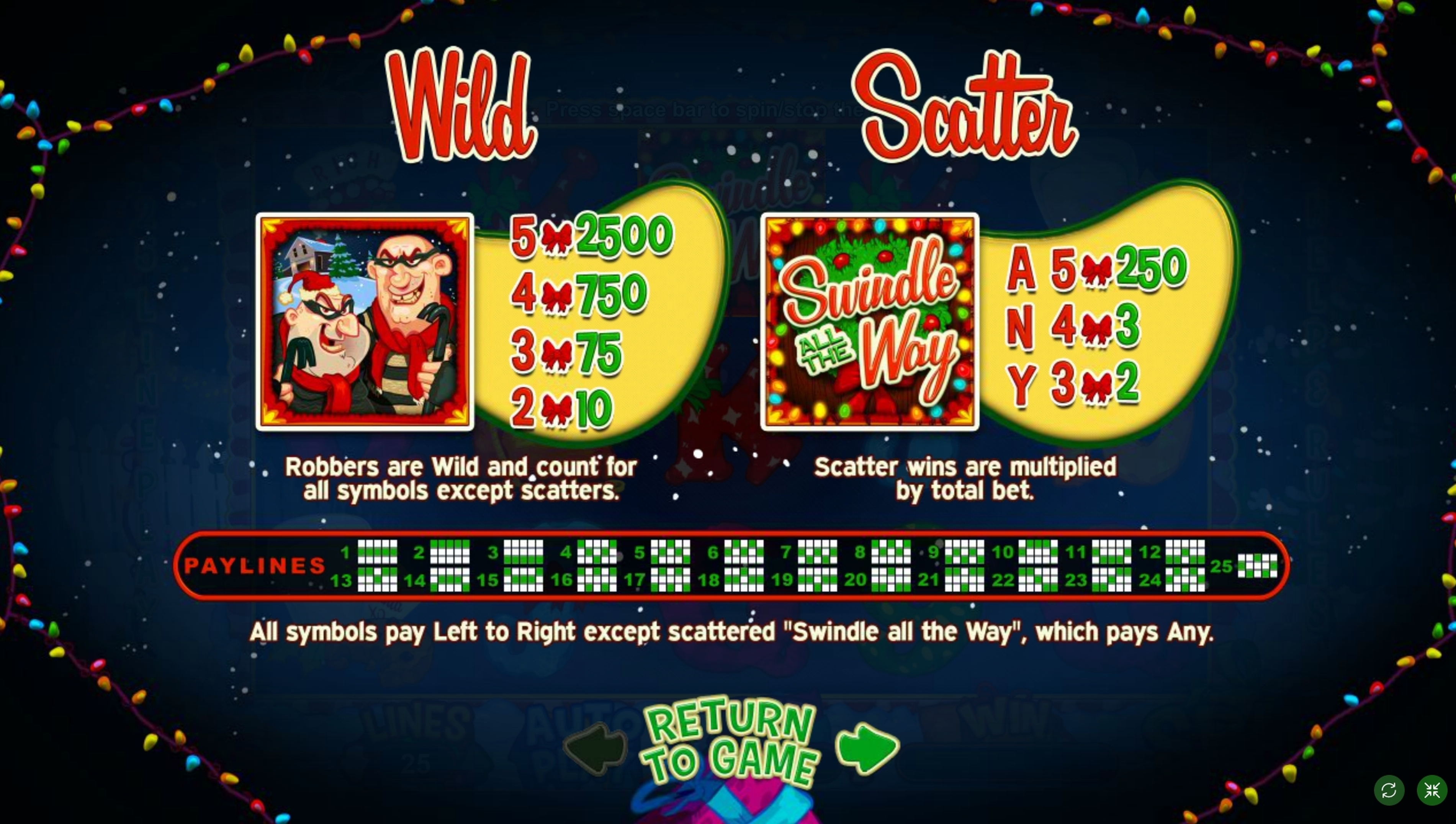 Info of Swindle All the Way Slot Game by Real Time Gaming