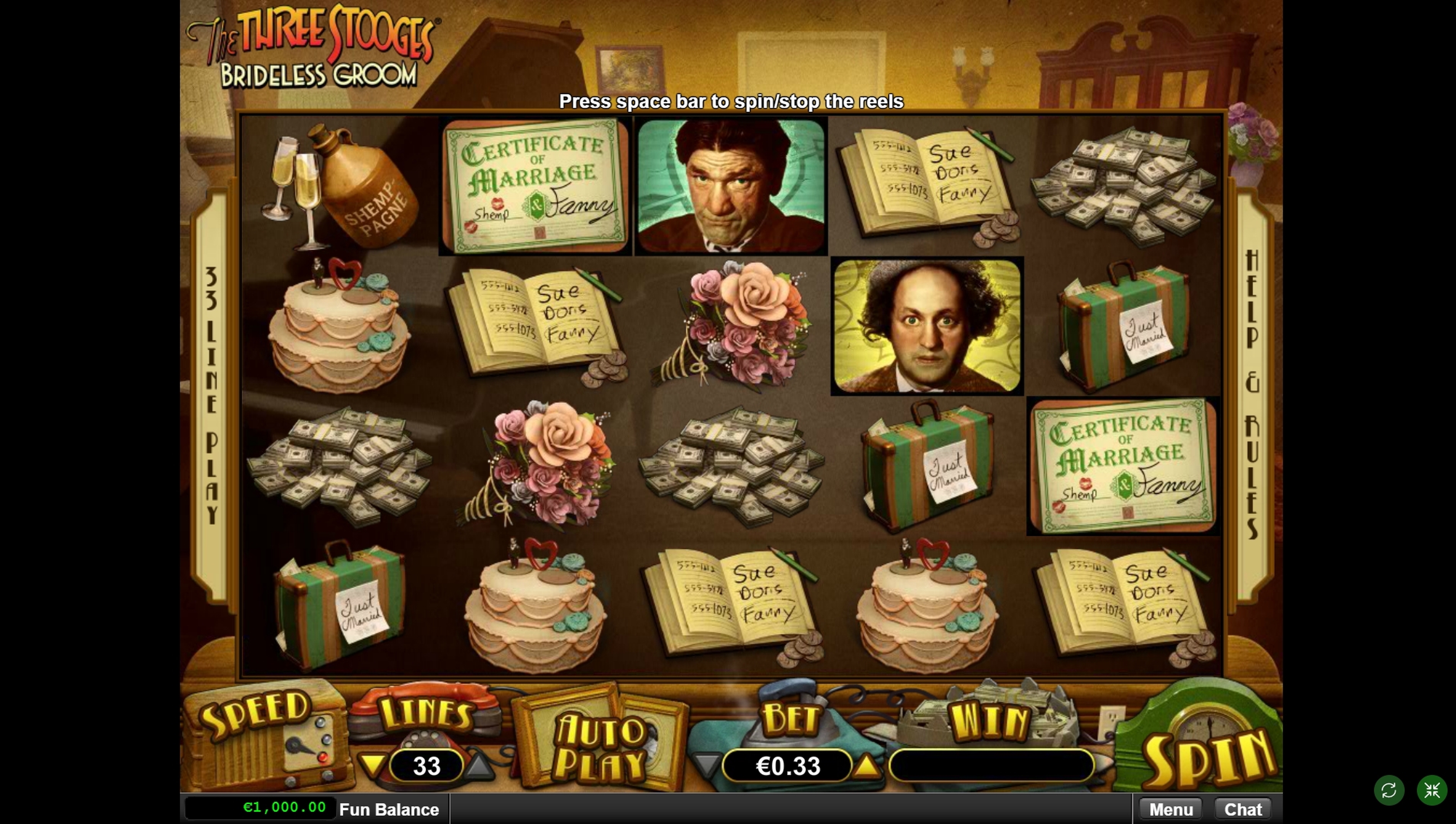 Reels in The Three Stooges Brideless Groom Slot Game by Real Time Gaming