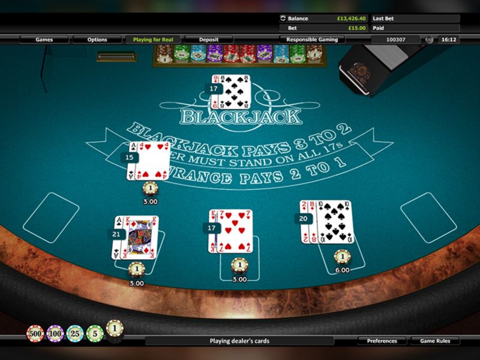 The Blackjack 5 Hands Online Slot Demo Game by Realistic Games