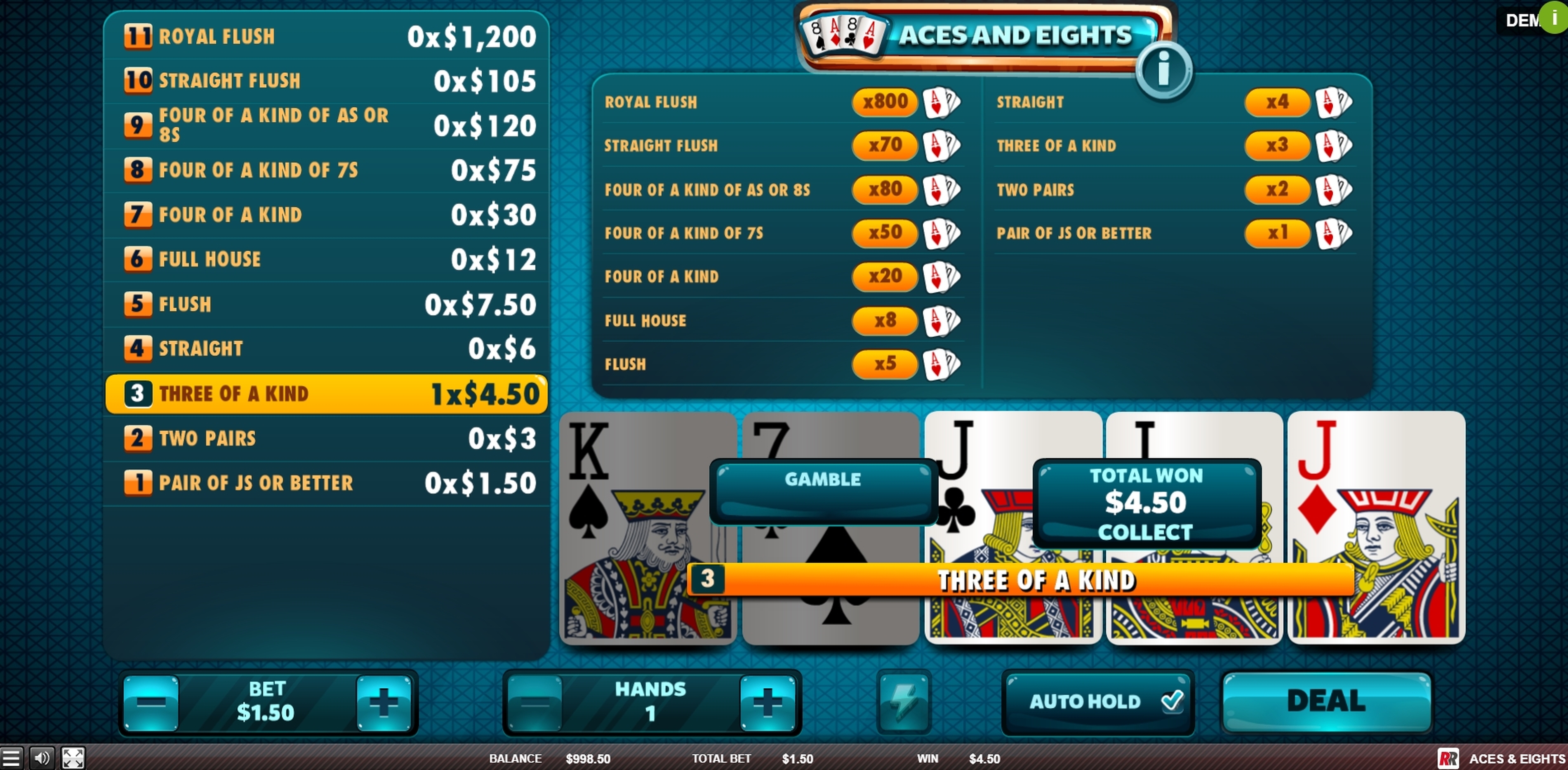 Win Money in Aces & Eights Free Slot Game by Red Rake Gaming