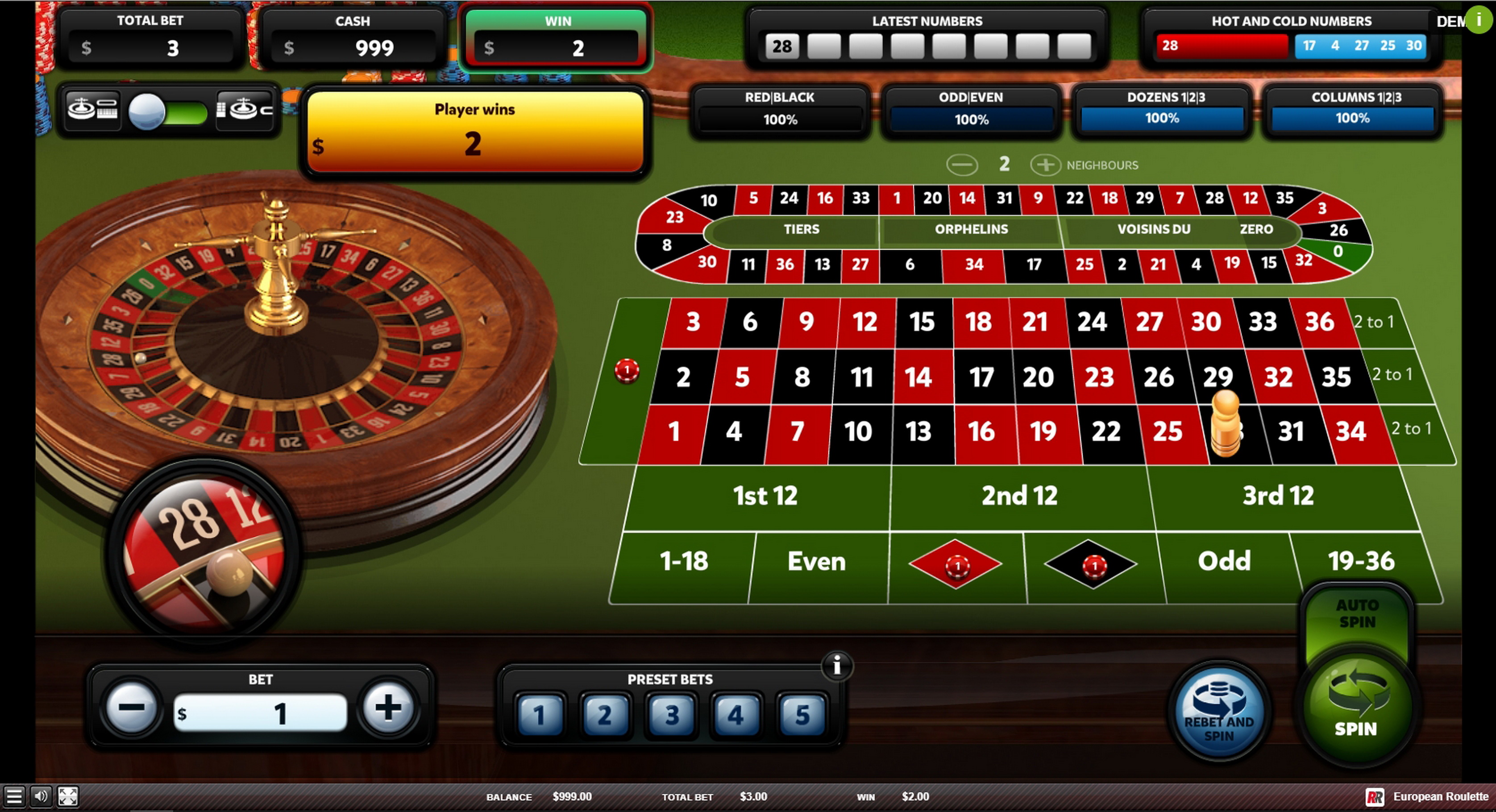 Win Money in European Roulette Free Slot Game by Red Rake Gaming