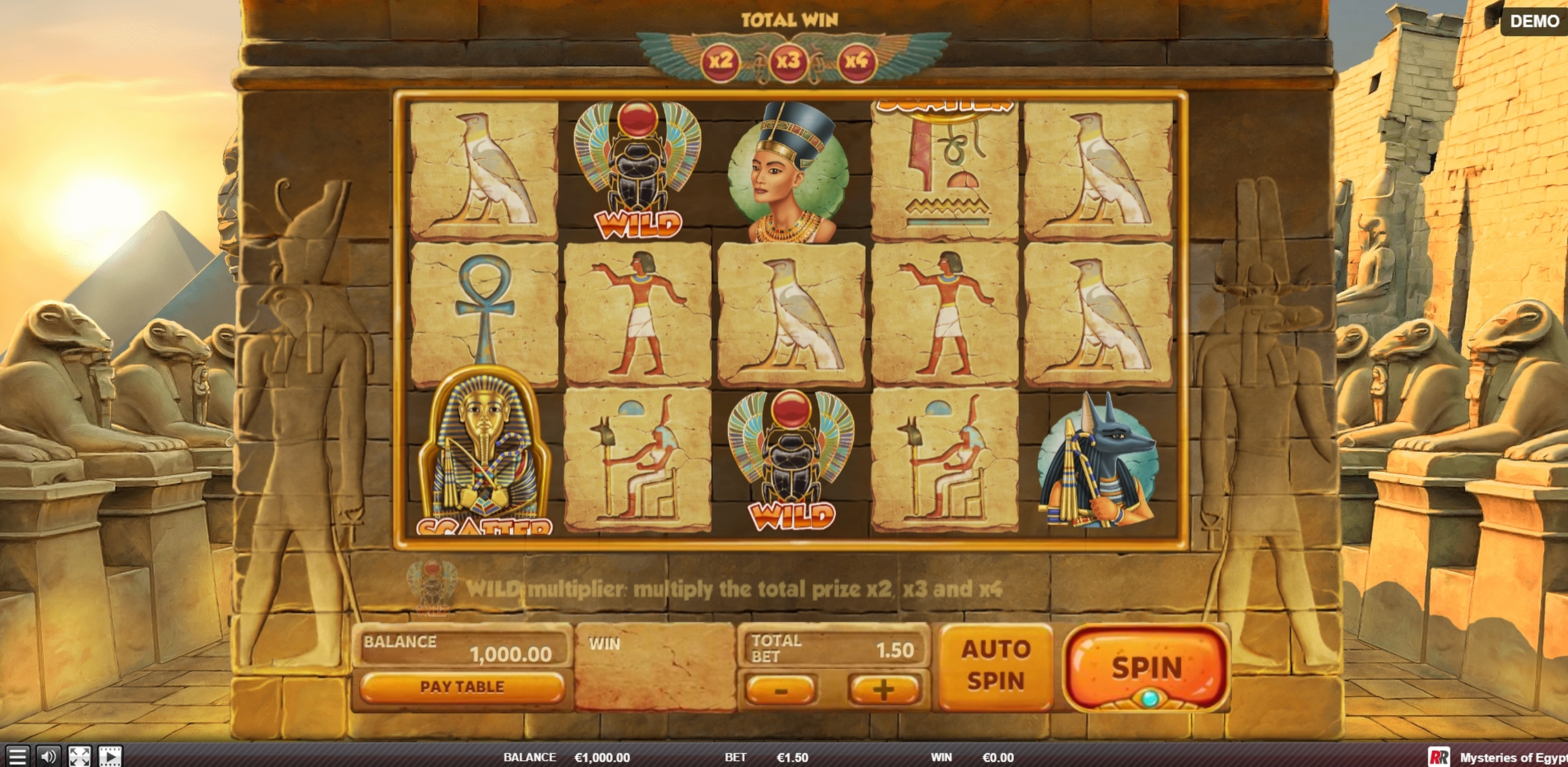 Reels in Mysteries of Egypt Slot Game by Red Rake Gaming