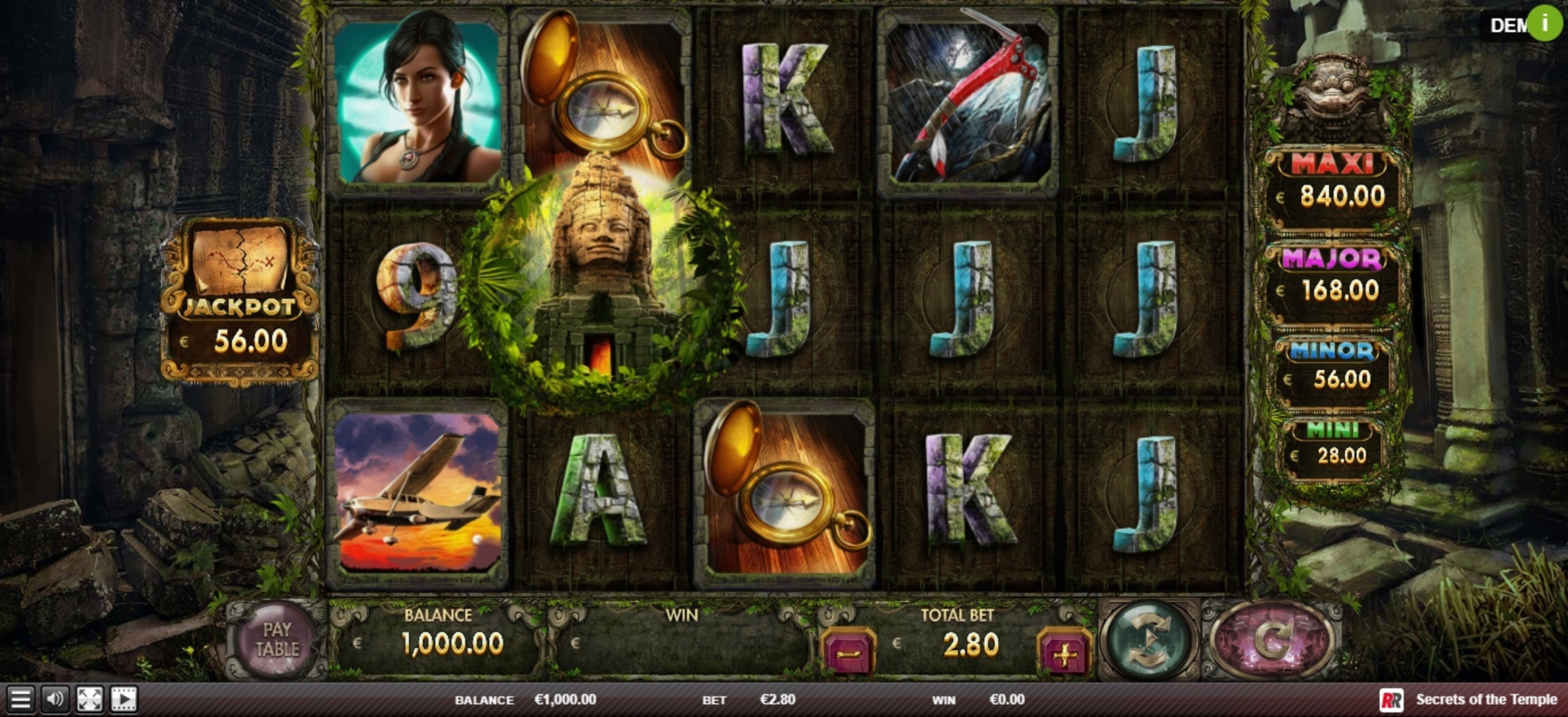 Reels in Secrets Of The Temple Slot Game by Red Rake Gaming