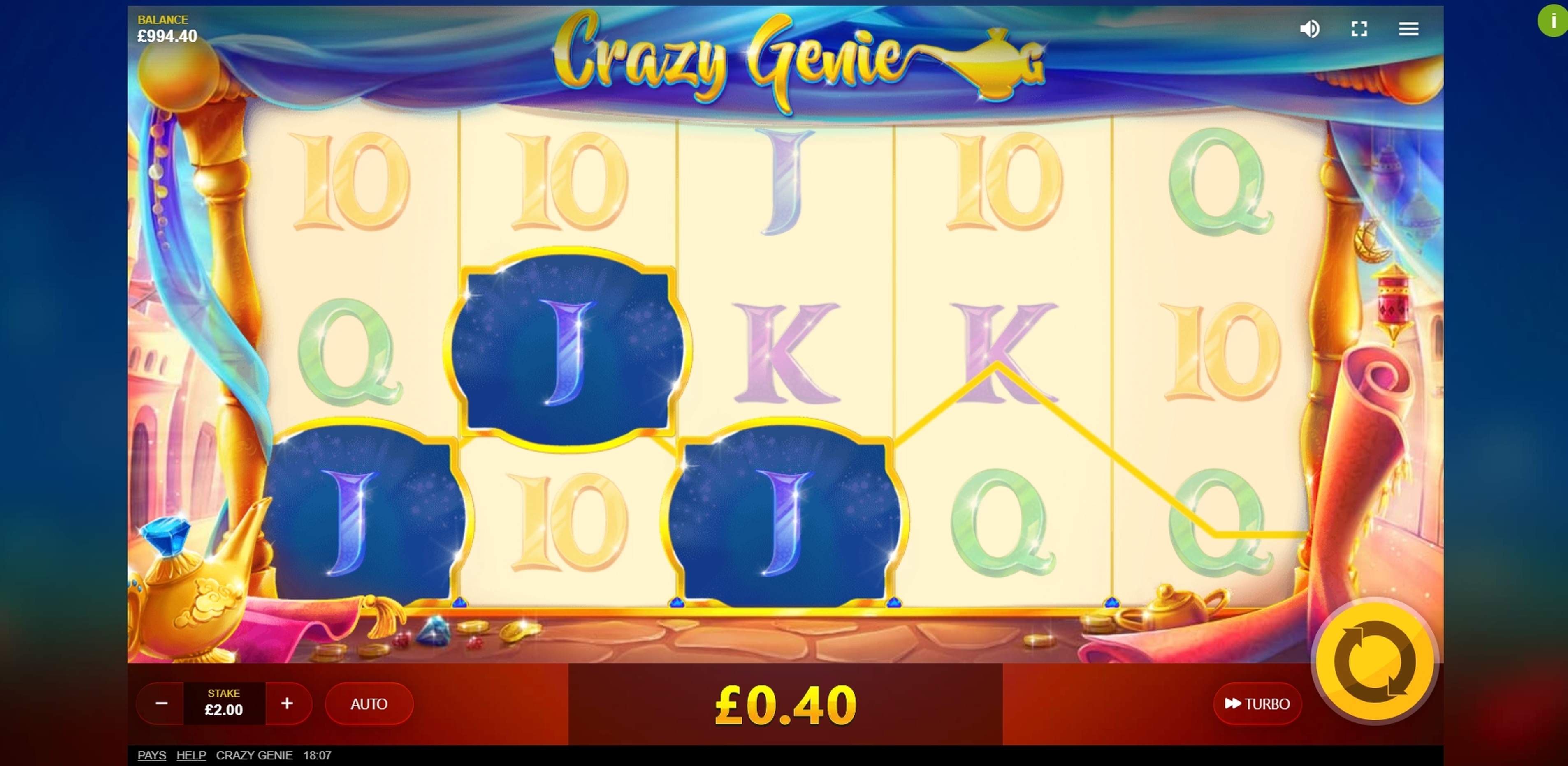 Win Money in Crazy Genie Free Slot Game by Red Tiger Gaming