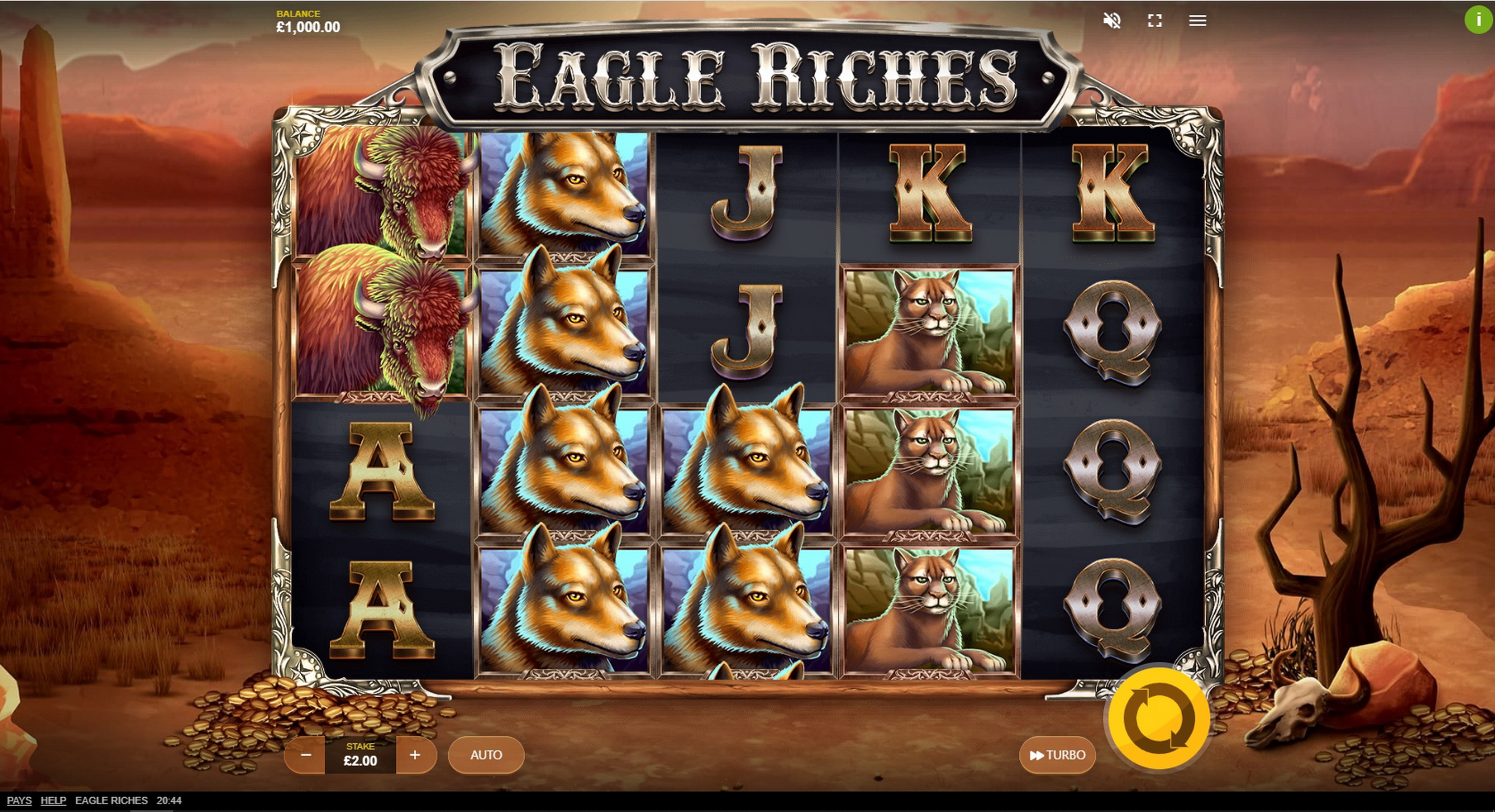 Reels in Eagle Riches Slot Game by Red Tiger Gaming