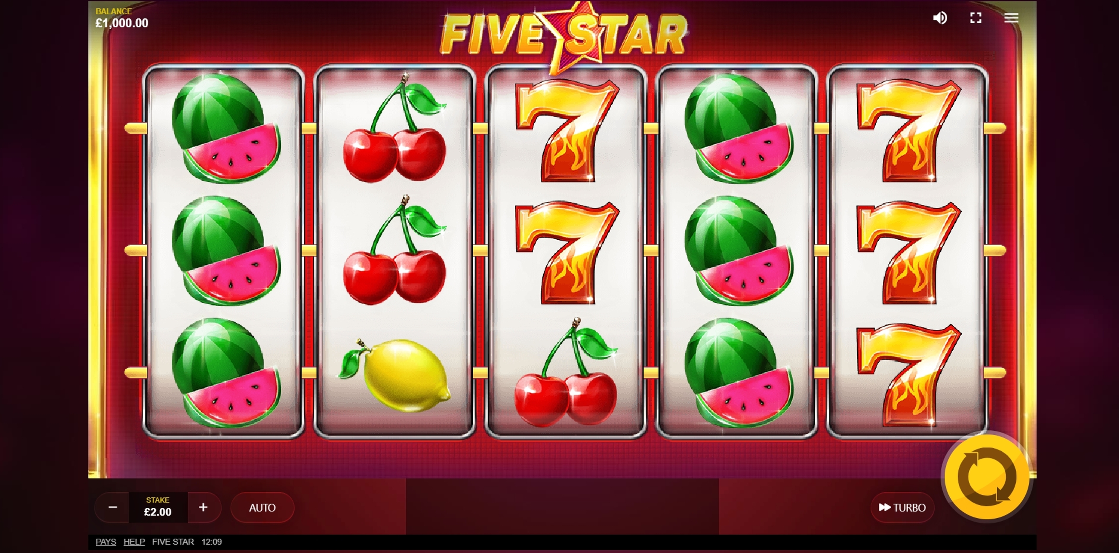 Reels in Five Star Slot Game by Red Tiger Gaming