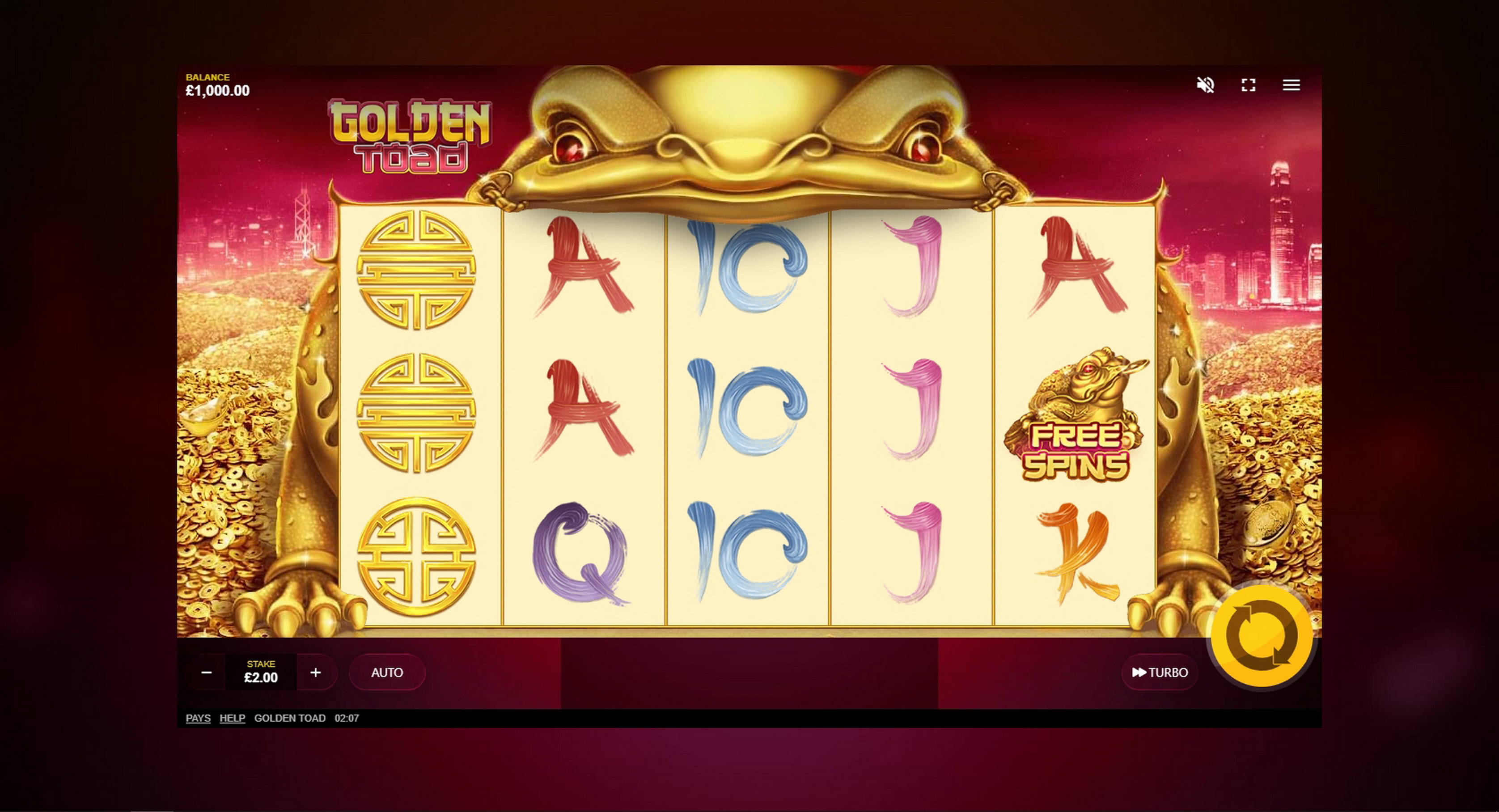 Reels in Golden Toad Slot Game by Red Tiger Gaming