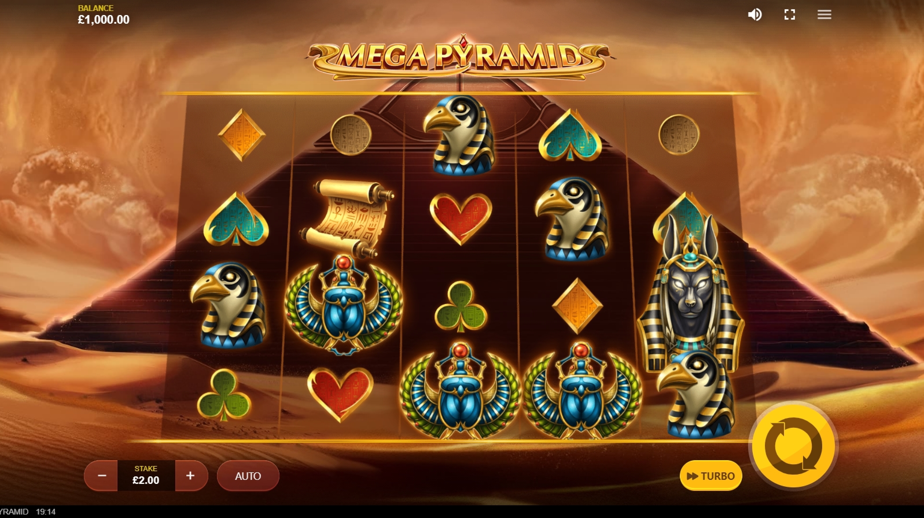 Reels in Mega Pyramid Slot Game by Red Tiger Gaming