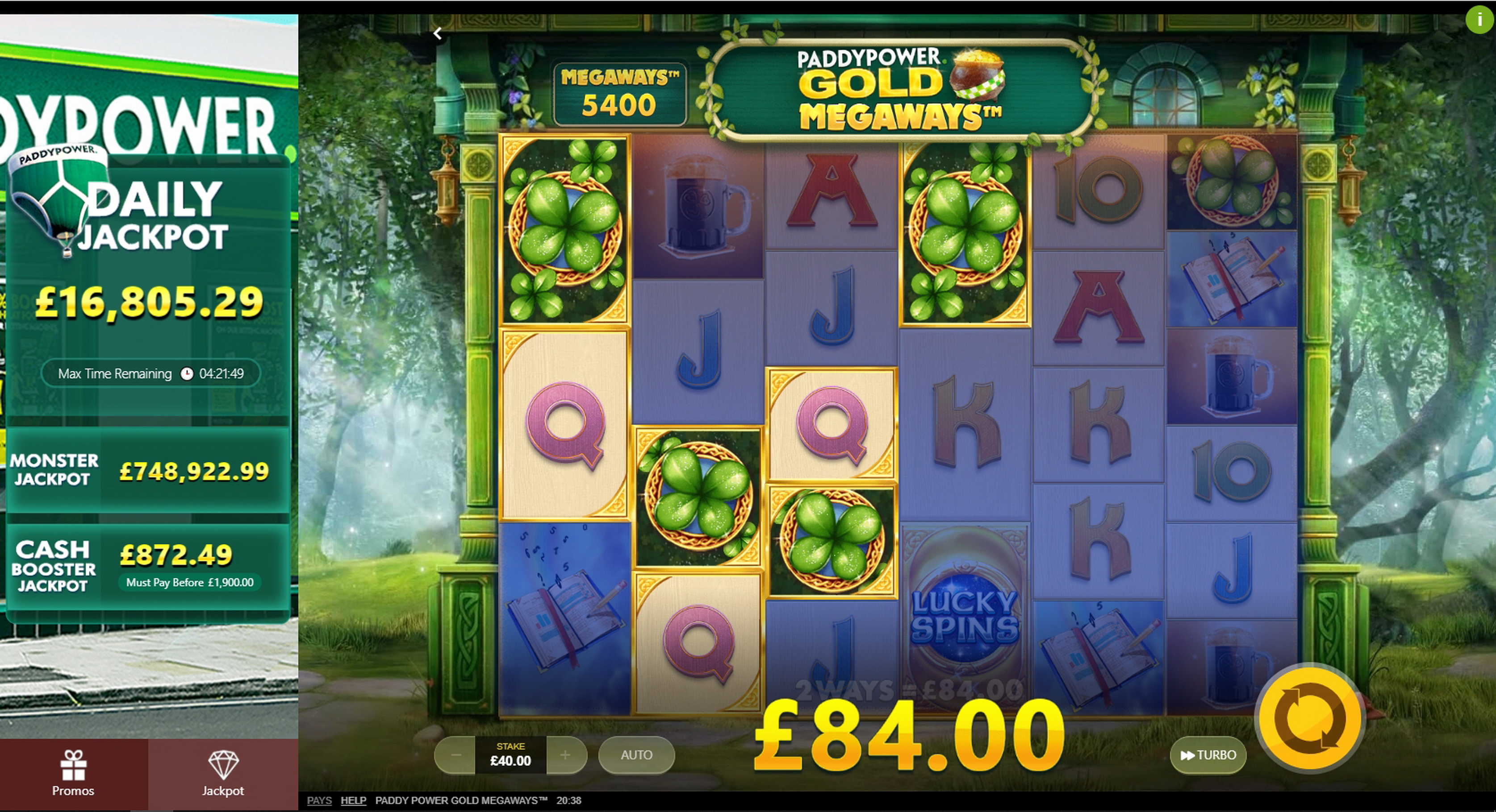 Win Money in Paddy Power Gold Megaways Free Slot Game by Red Tiger Gaming