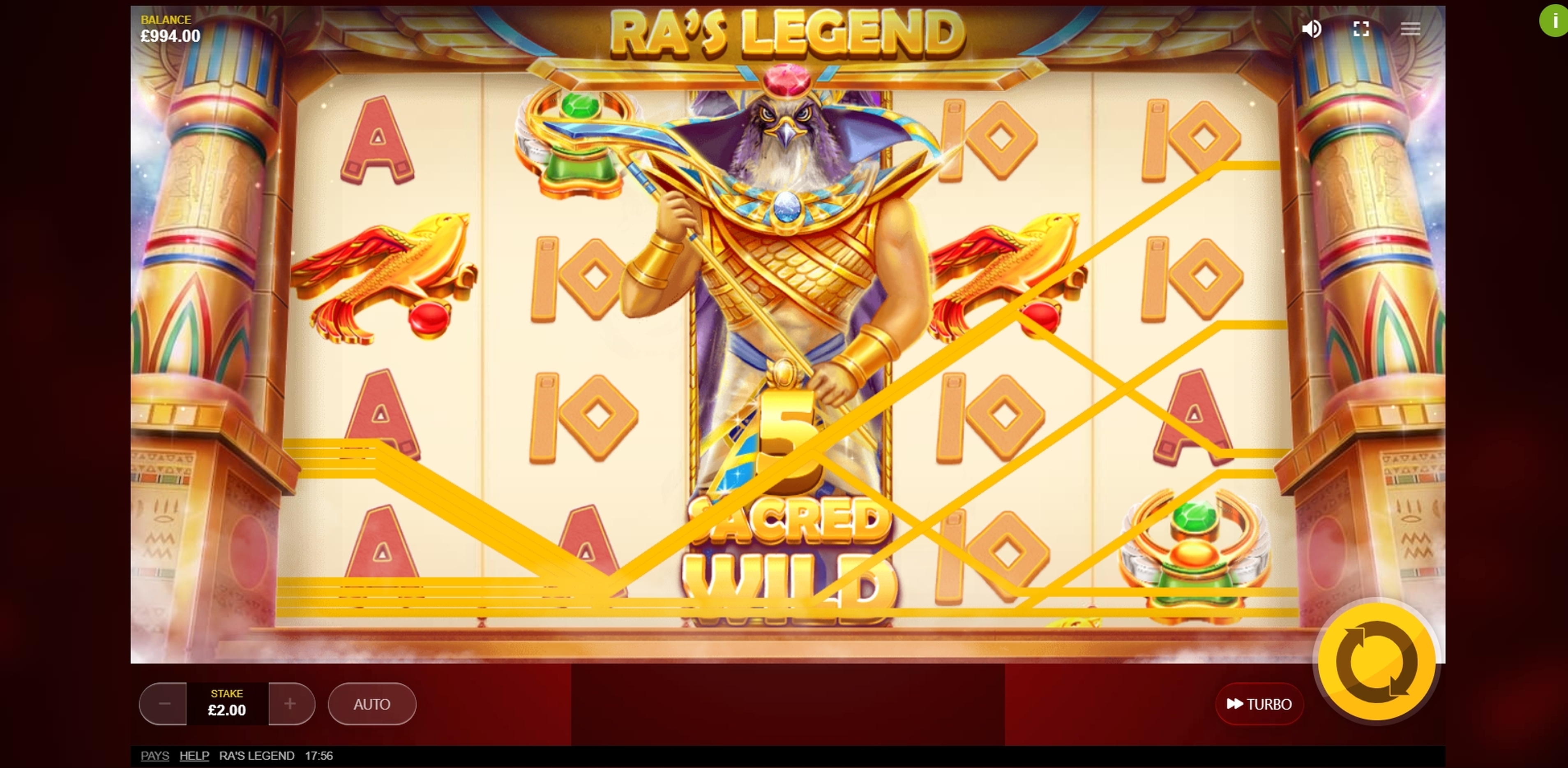 Win Money in RA's Legend Free Slot Game by Red Tiger Gaming