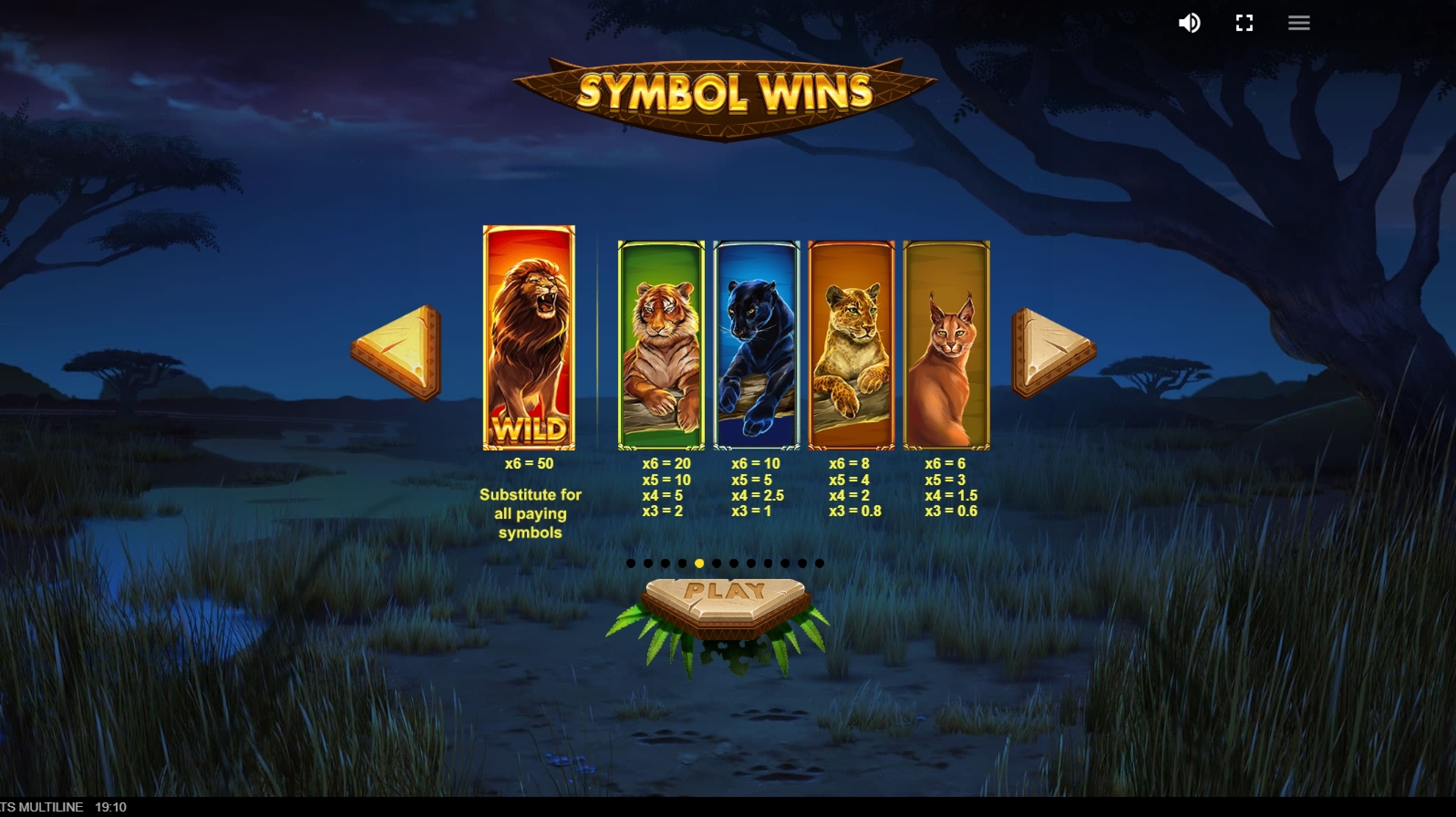 Info of Wild Cats Multiline Slot Game by Red Tiger Gaming