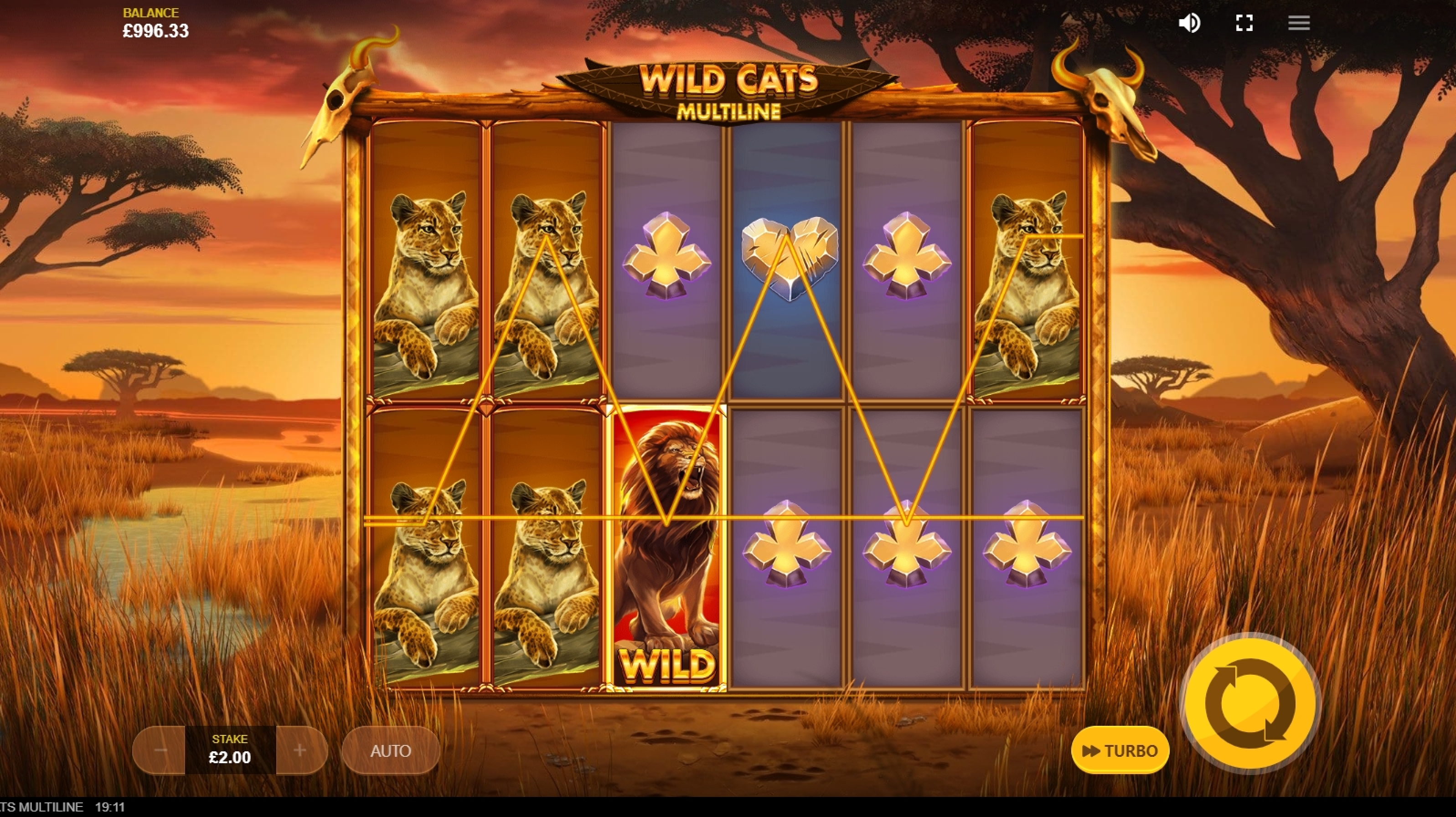 Win Money in Wild Cats Multiline Free Slot Game by Red Tiger Gaming