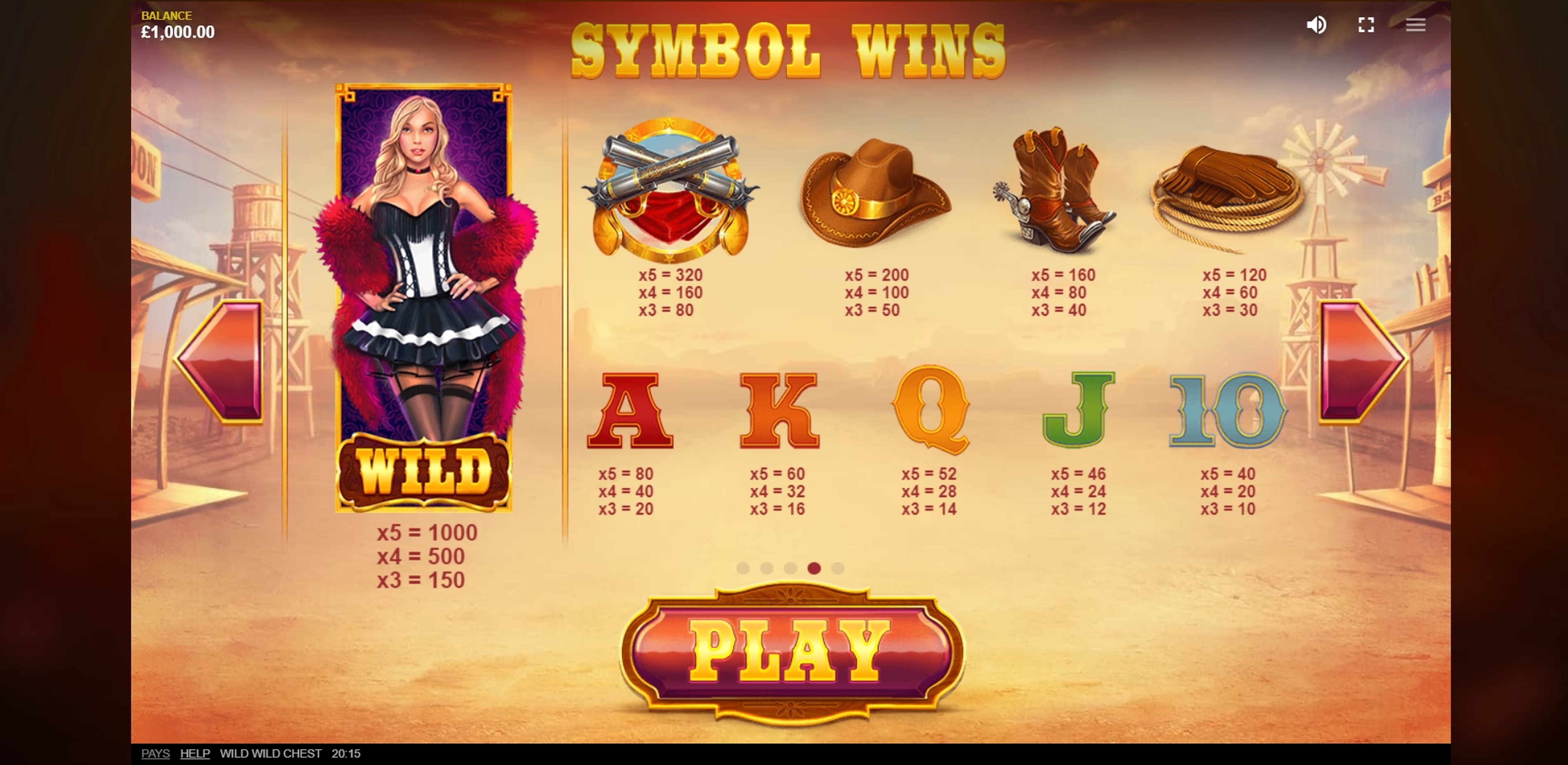 Info of Wild Wild Chest Slot Game by Red Tiger Gaming