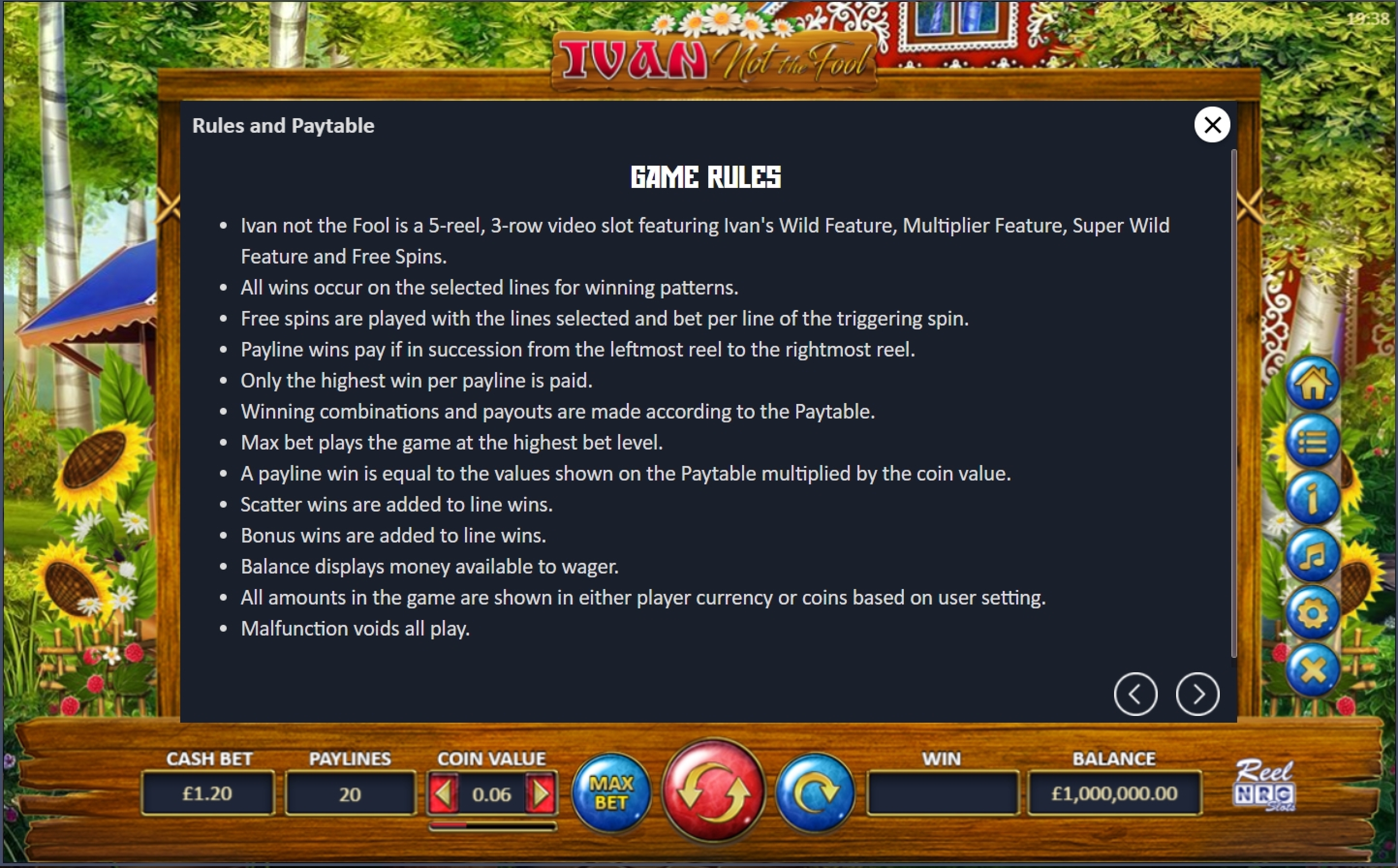 Info of Ivan Not The Fool Slot Game by ReelNRG Gaming