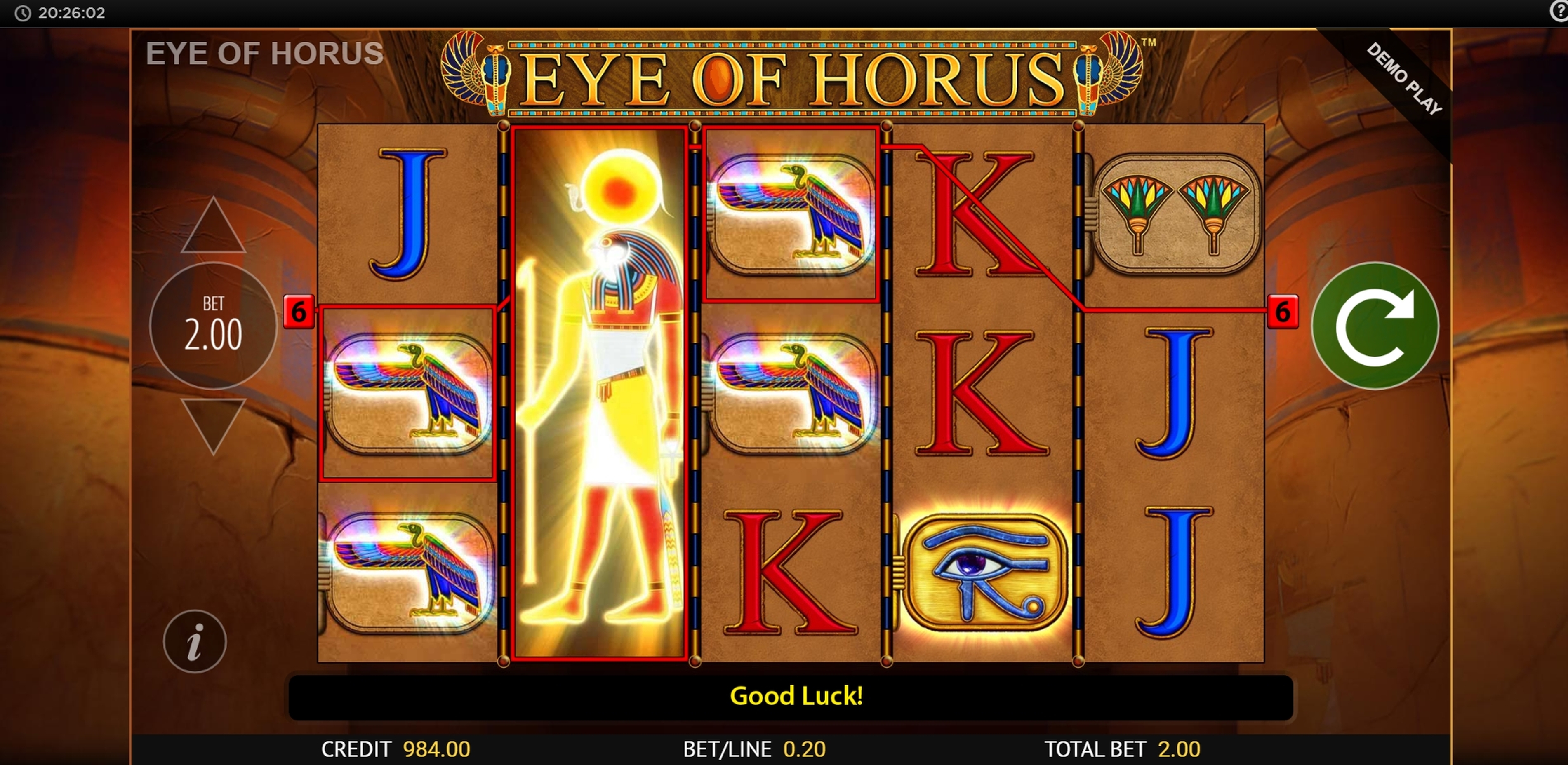 Win Money in Eye of Horus Free Slot Game by Reel Time Gaming