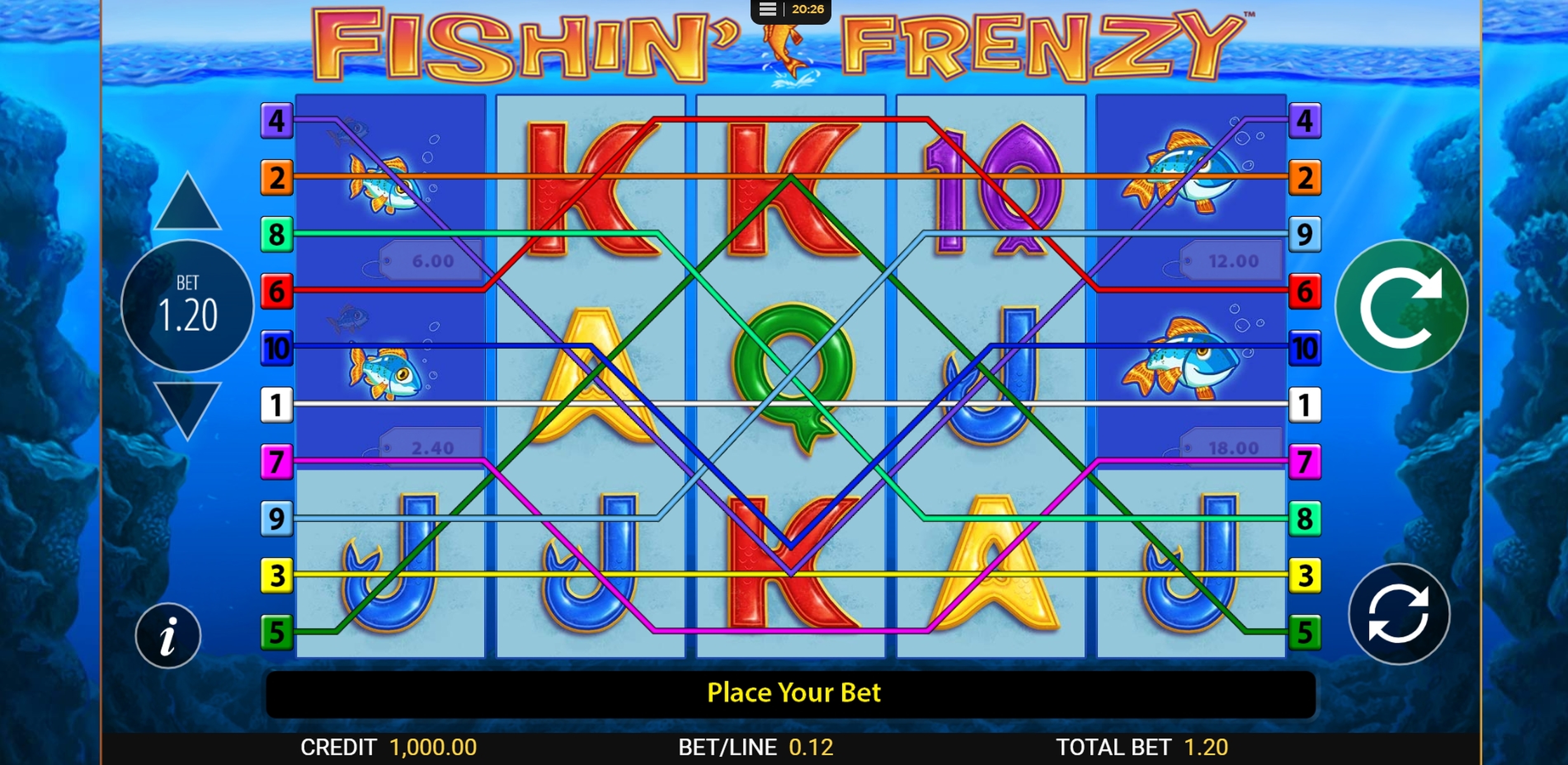 Reels in Fishin' Frenzy Slot Game by Reel Time Gaming