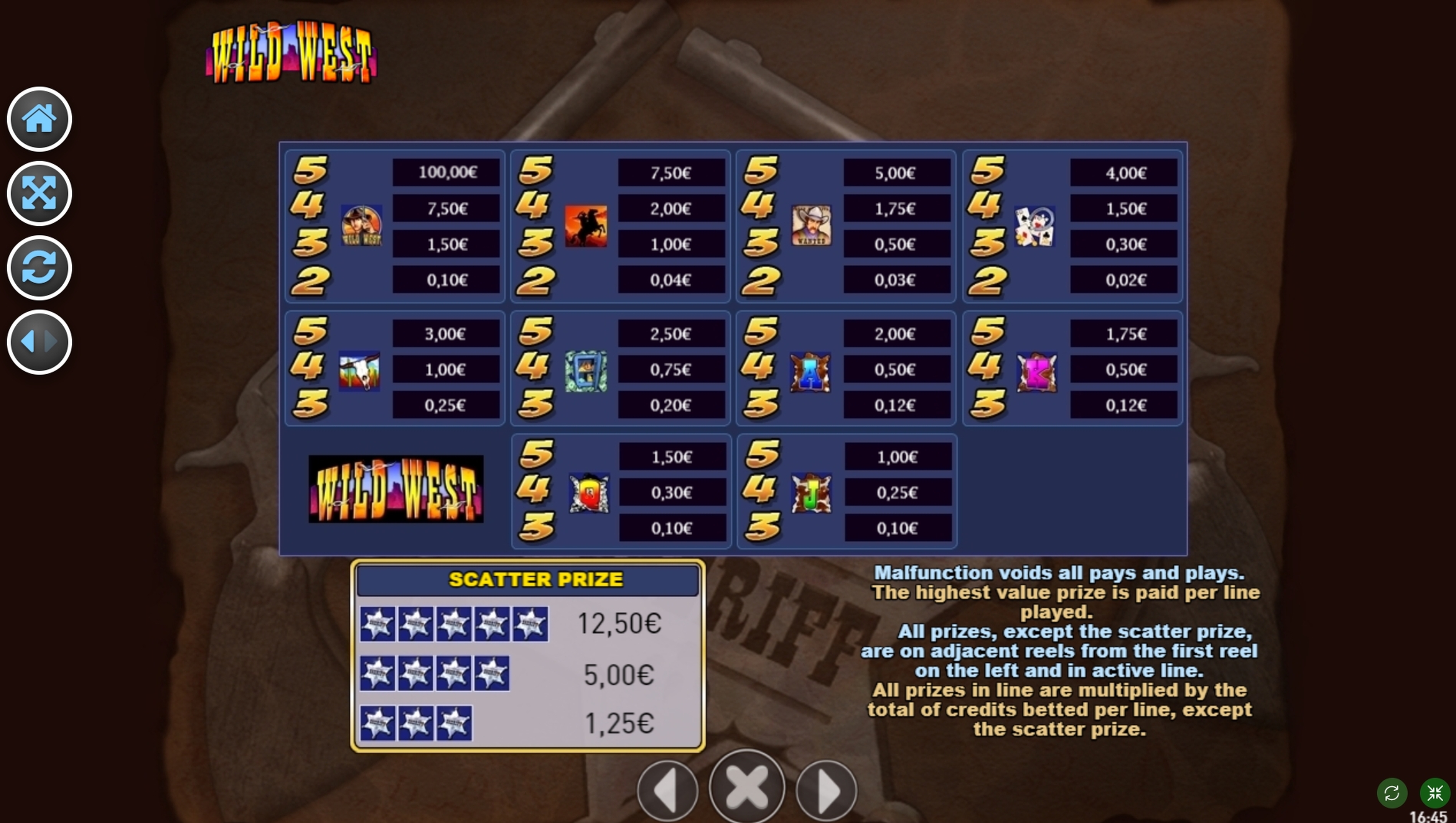 Info of Wild West Slot Game by R. Franco