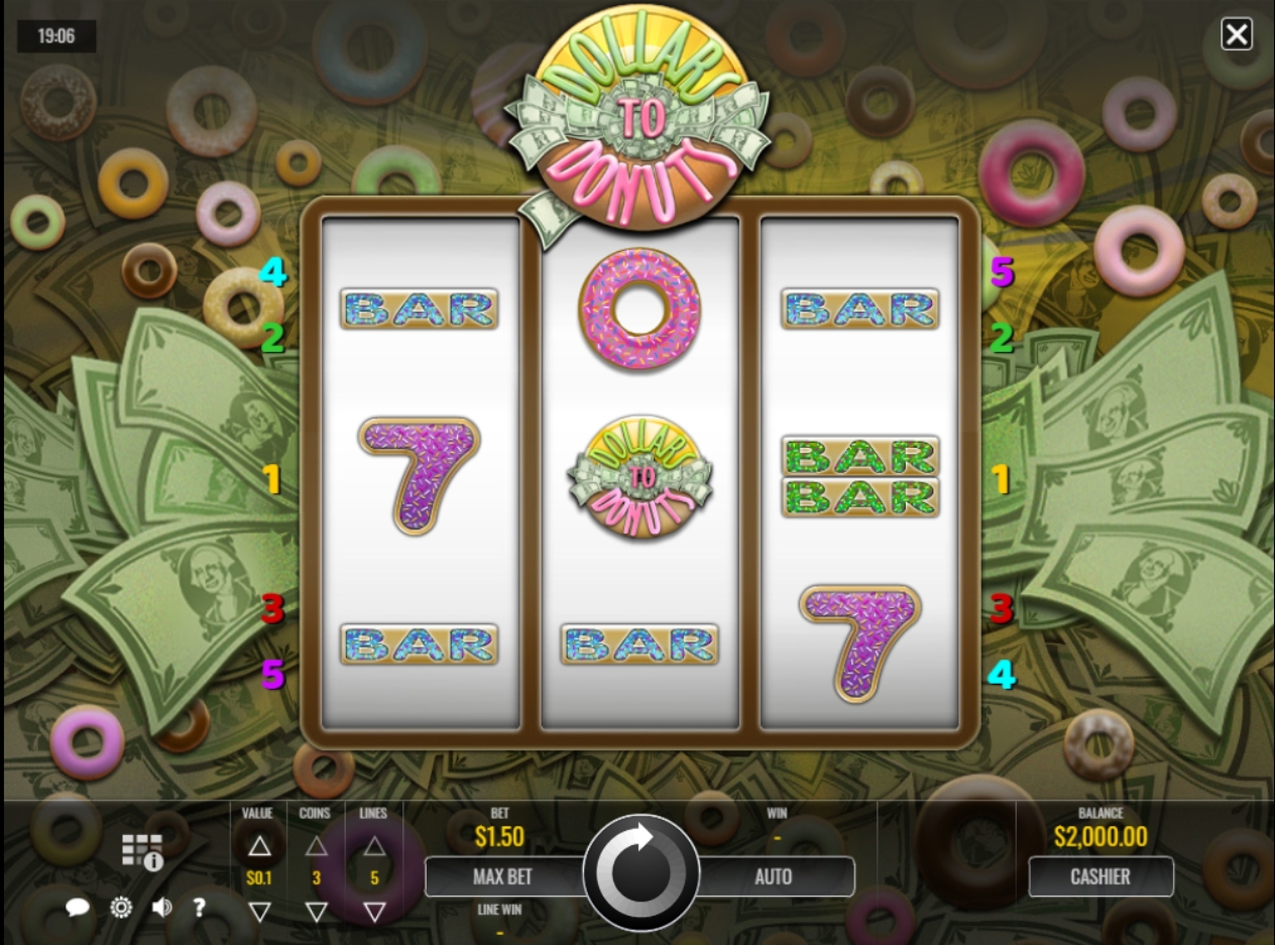 Reels in Dollars to Donuts Slot Game by Rival