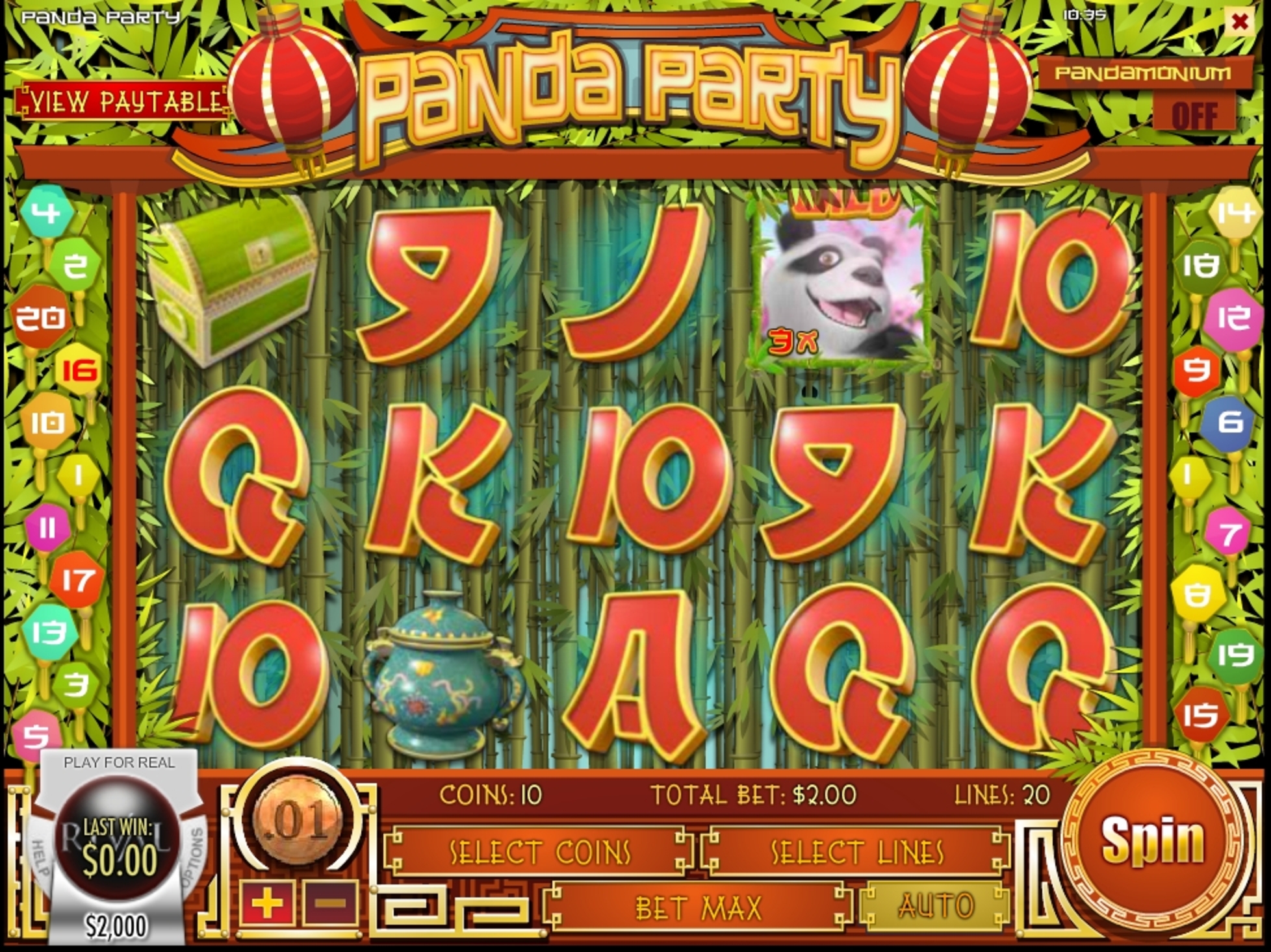 Reels in Panda Party Slot Game by Rival