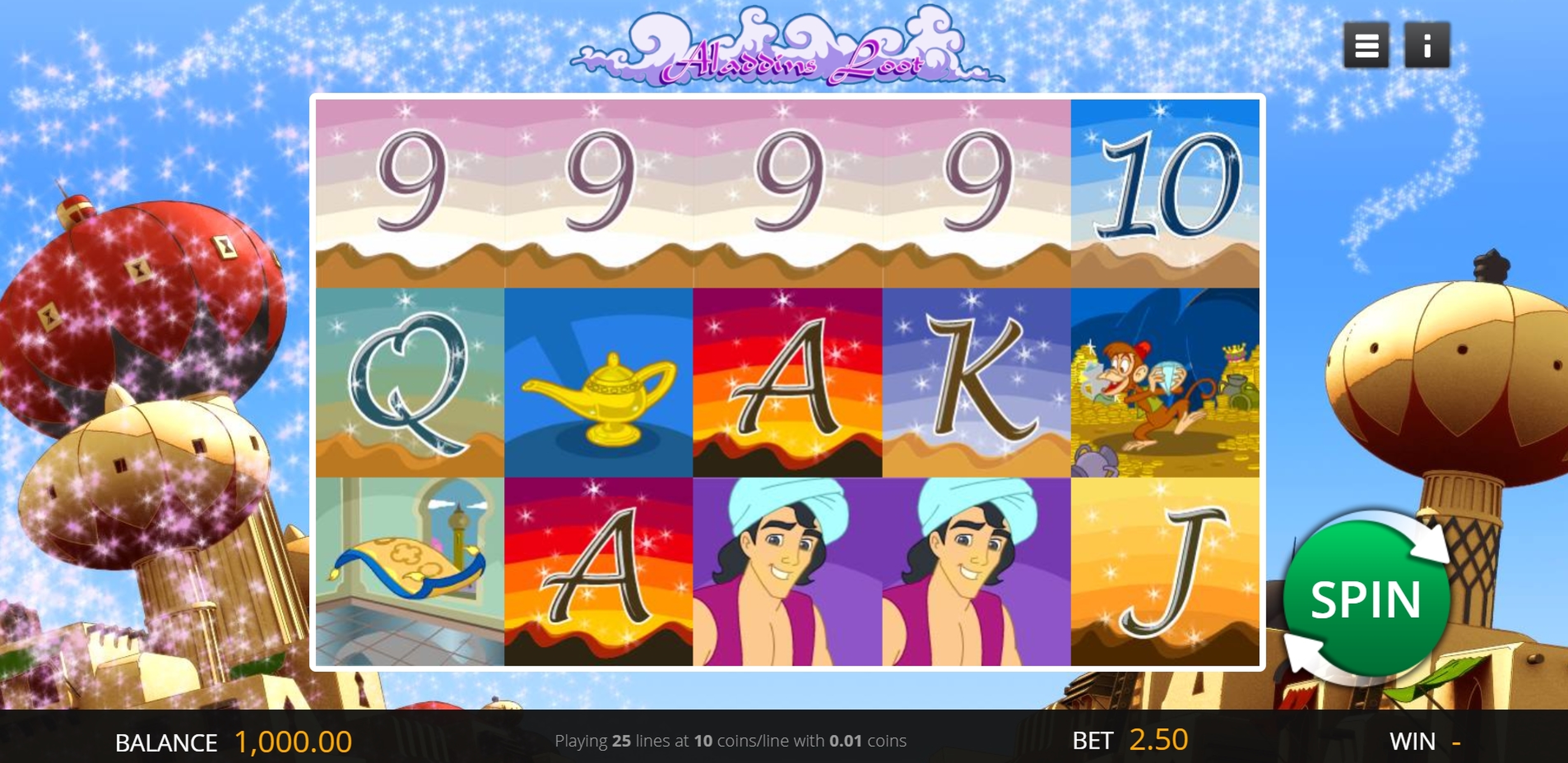 Reels in Aladdins Loot Slot Game by saucify