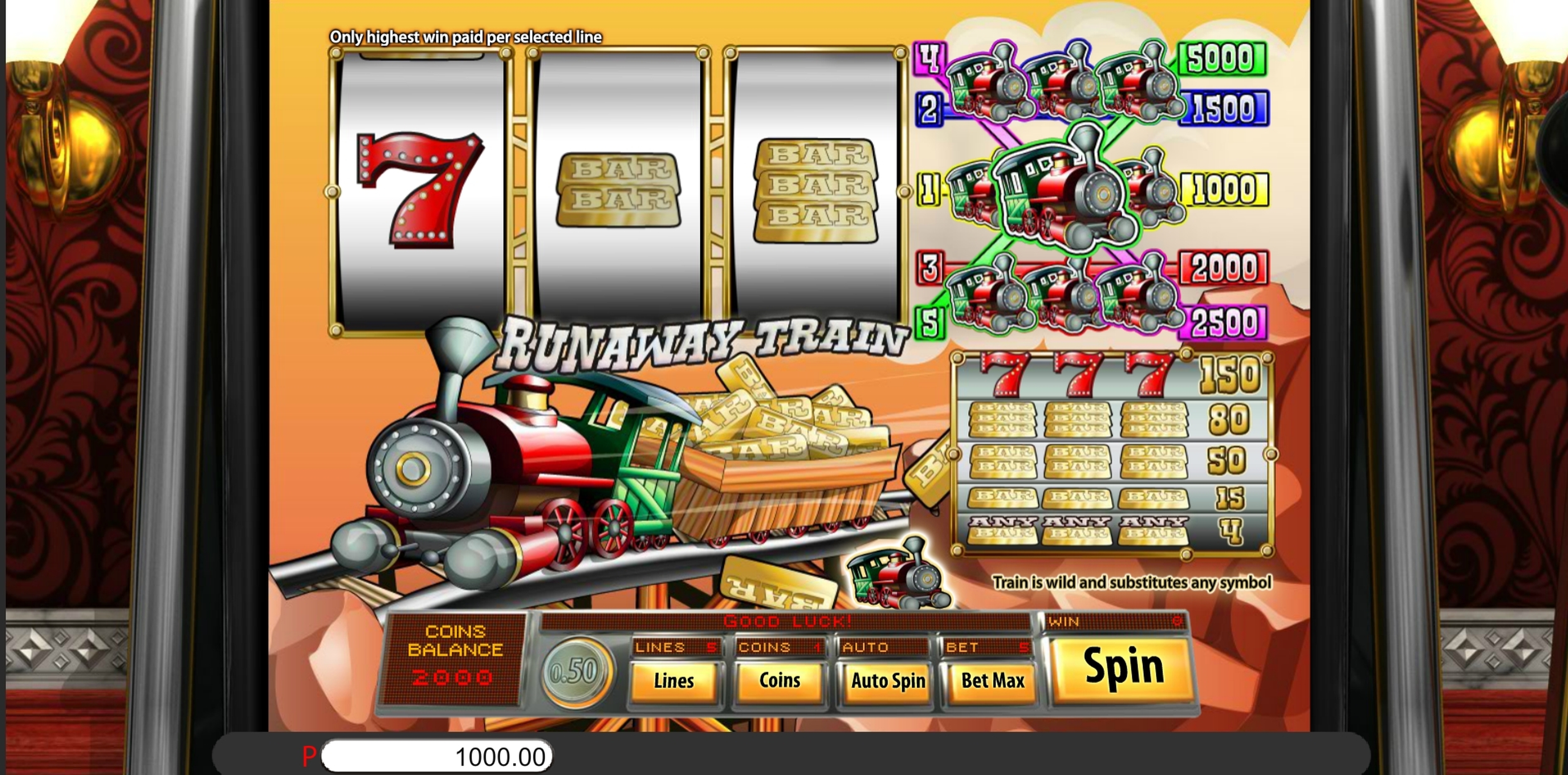 Reels in Runaway Train Slot Game by saucify