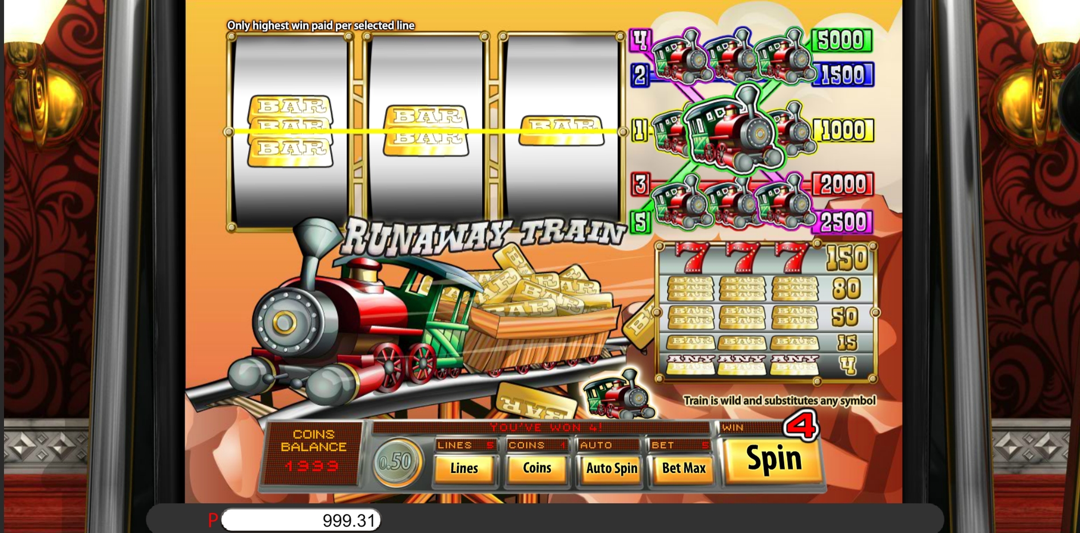 Win Money in Runaway Train Free Slot Game by saucify