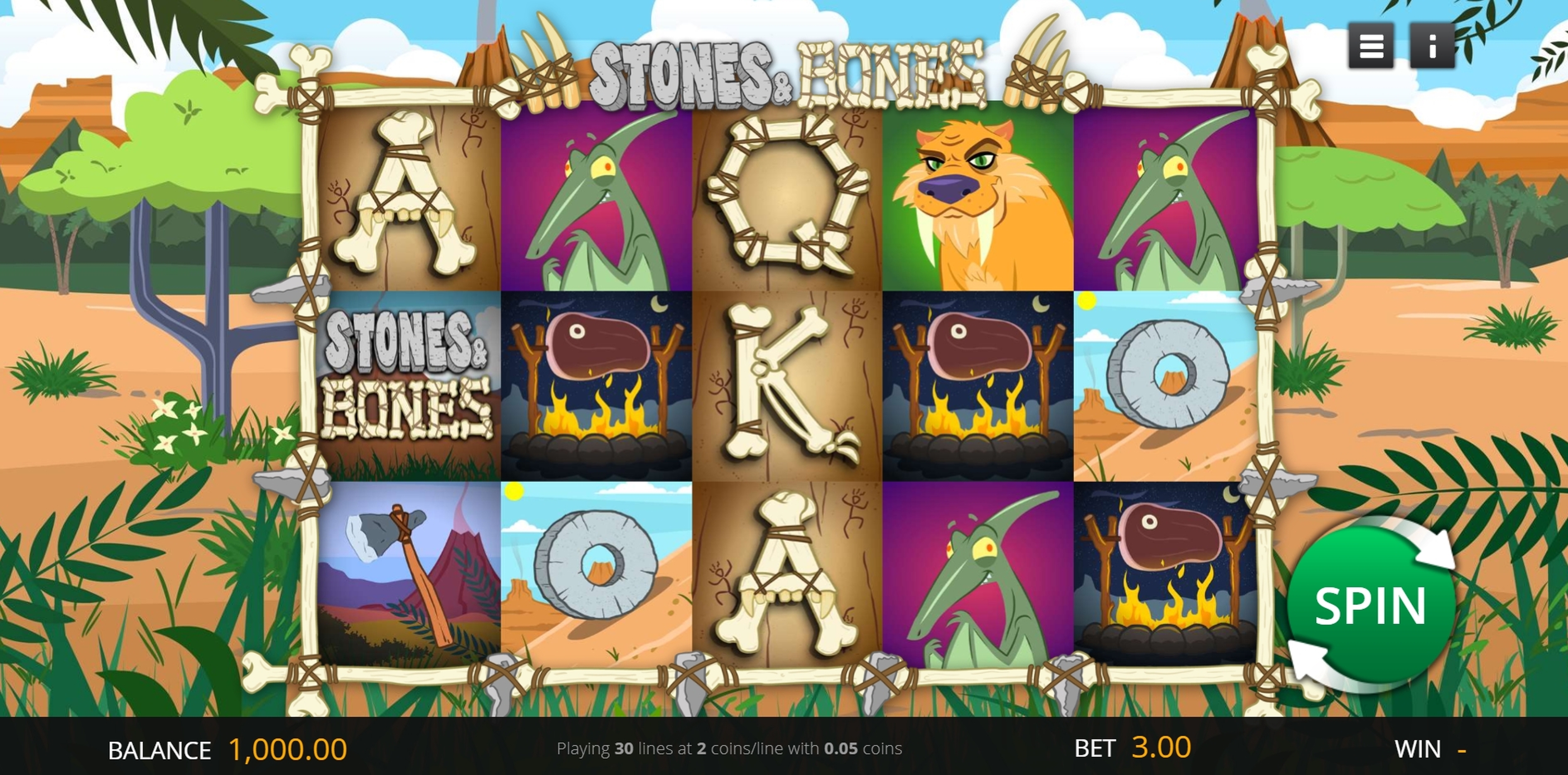 Reels in Stones and Bones Slot Game by saucify