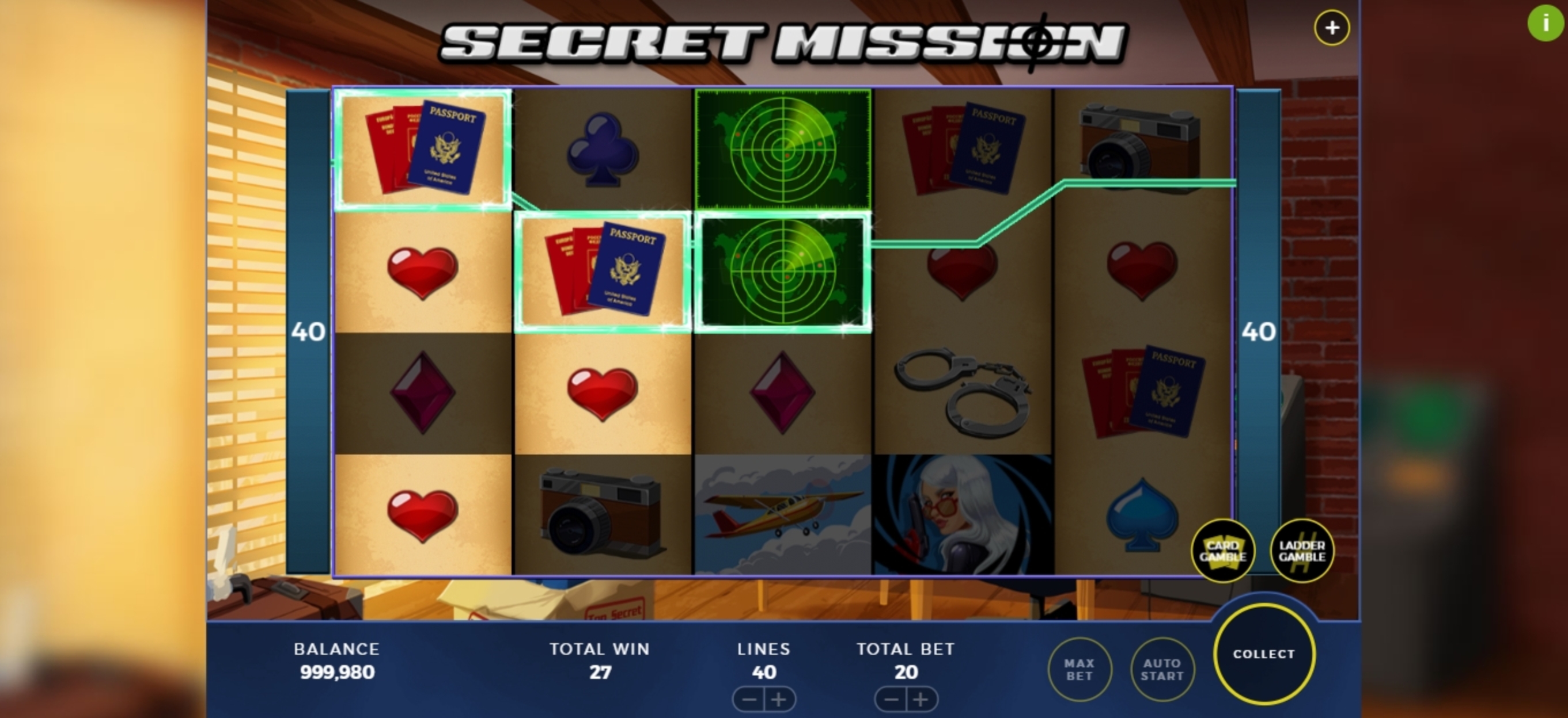 Win Money in Secret Mission Free Slot Game by WMS