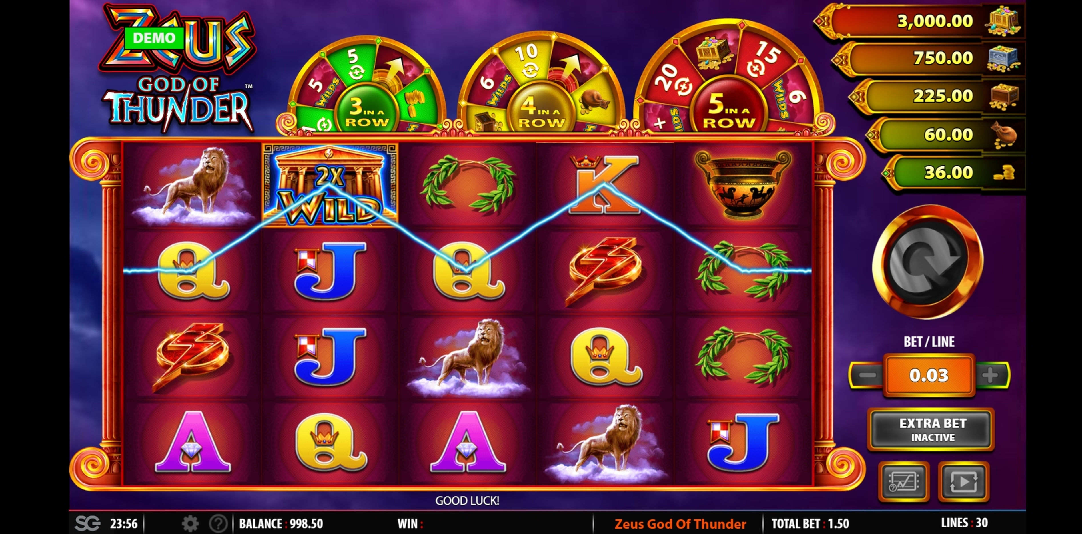 Win Money in Zeus God of Thunder Free Slot Game by WMS