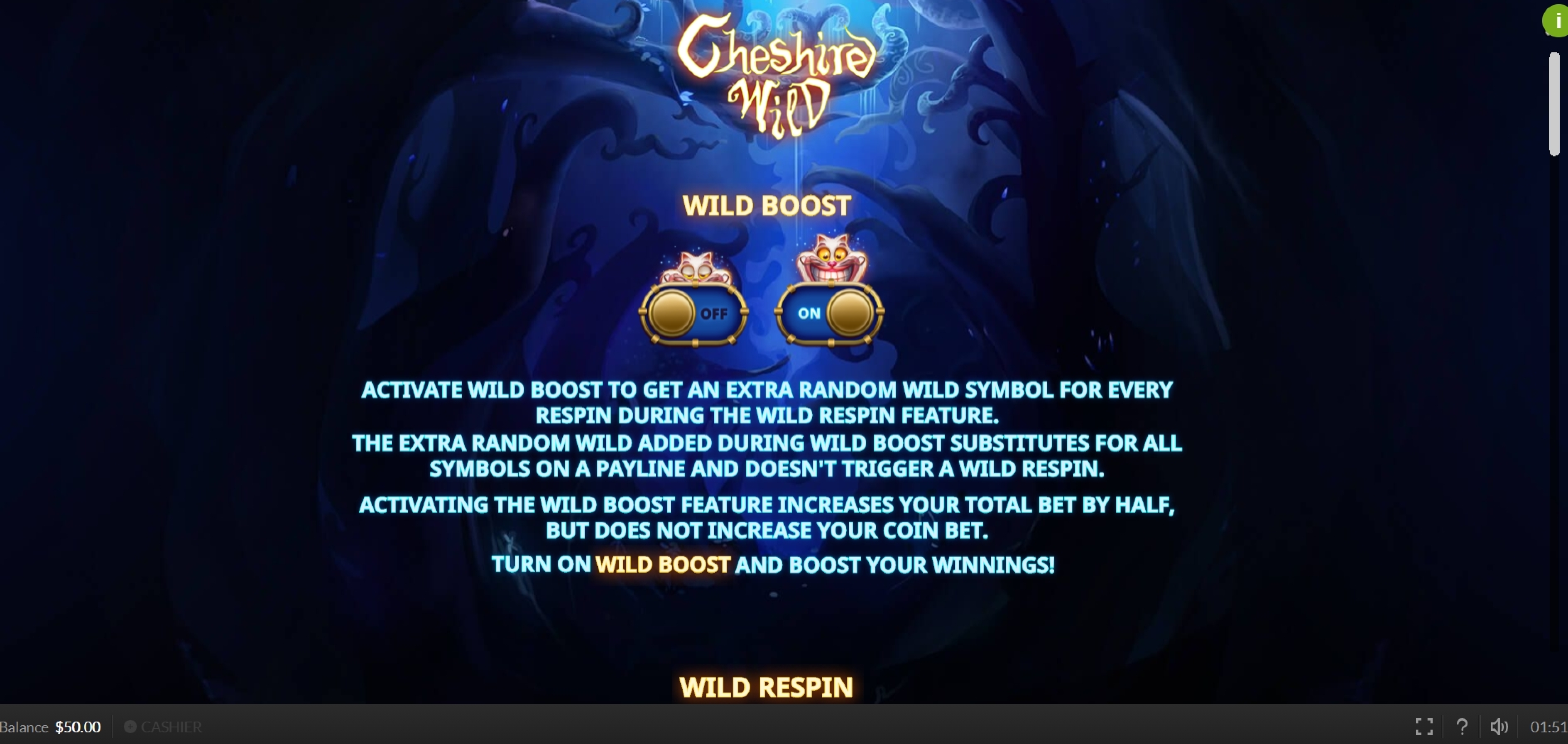 Info of Cheshire Wild Slot Game by Skywind