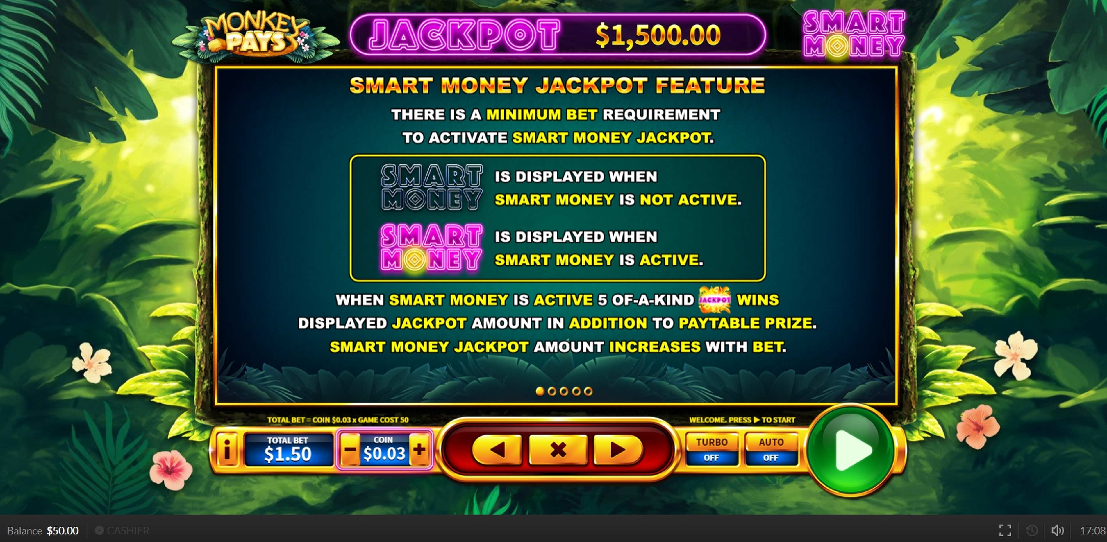 Info of Monkey Pays Slot Game by Skywind
