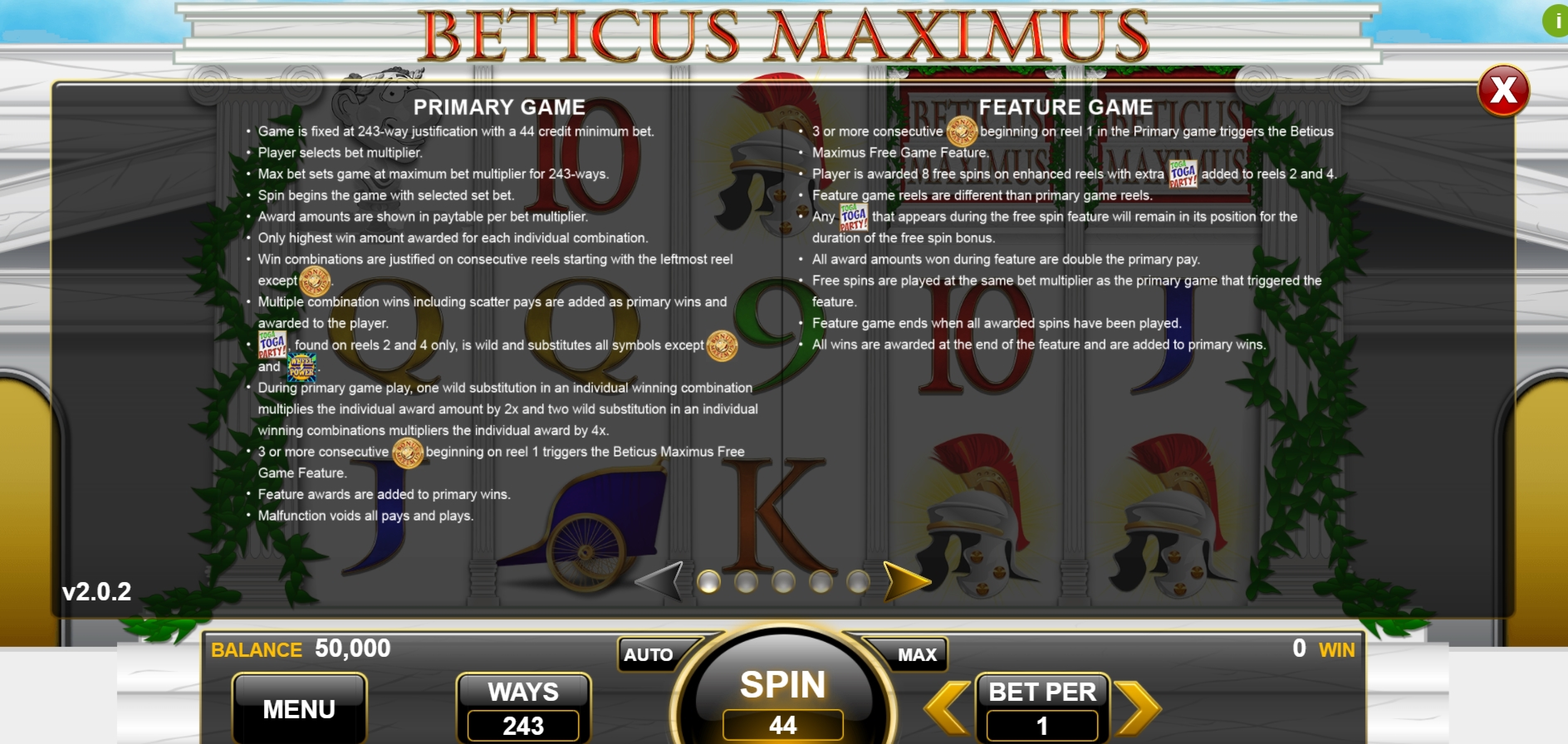 Info of Beticus Maximus Slot Game by Spin Games