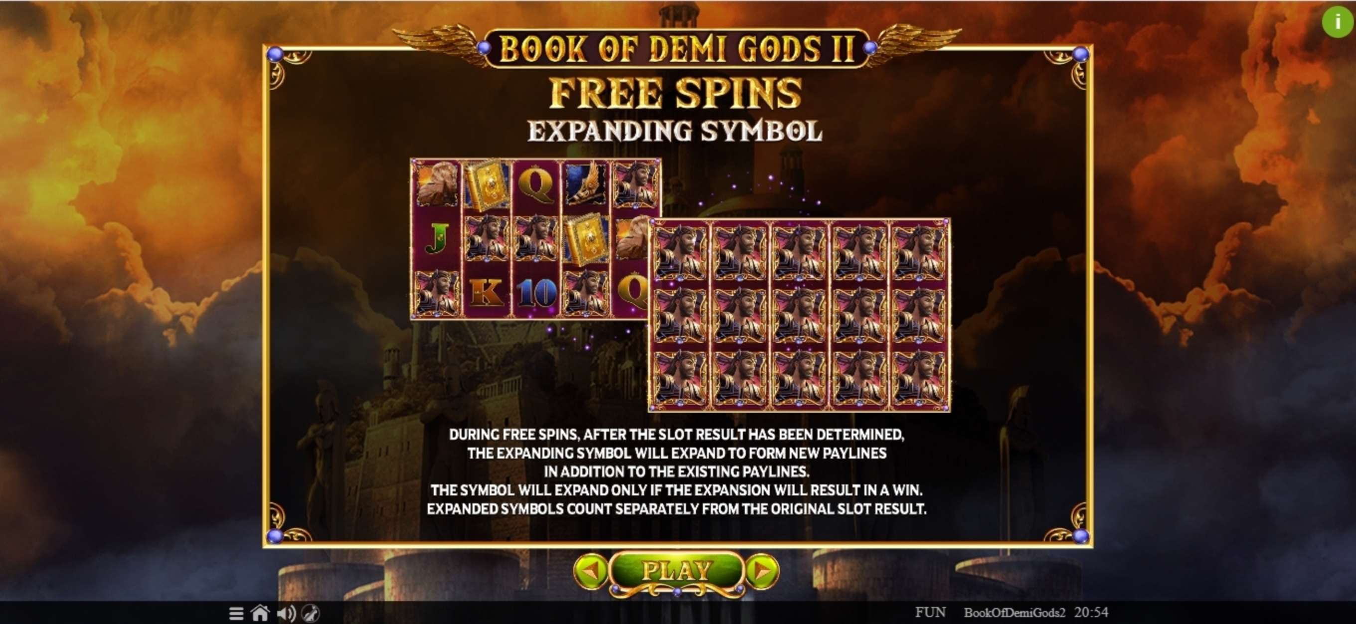 Info of Book Of Demi Gods 2 Slot Game by Spinomenal
