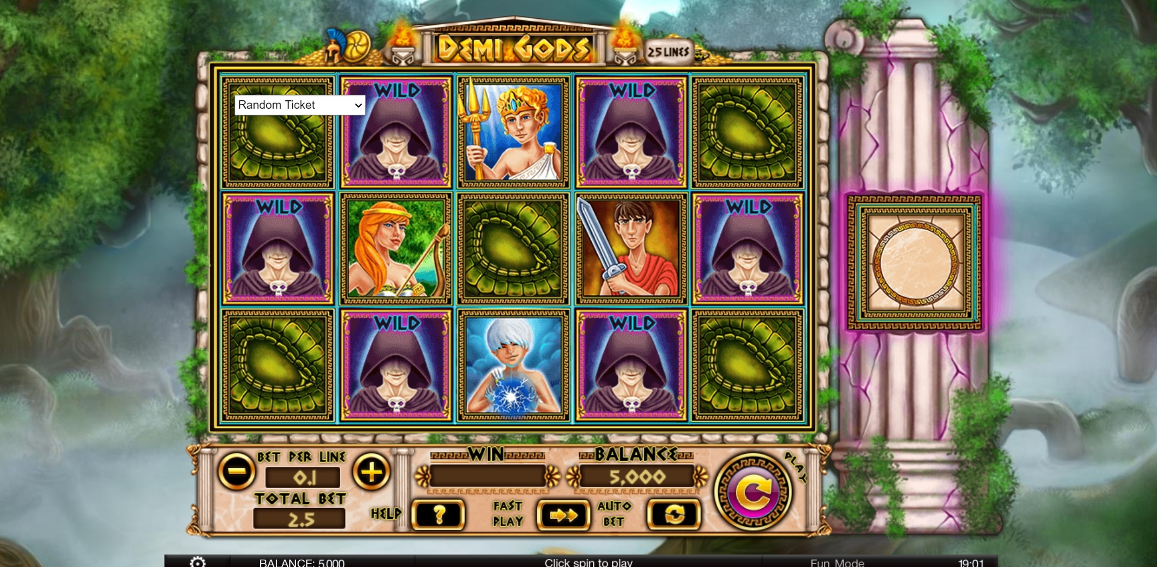 Reels in Demi Gods Slot Game by Spinomenal