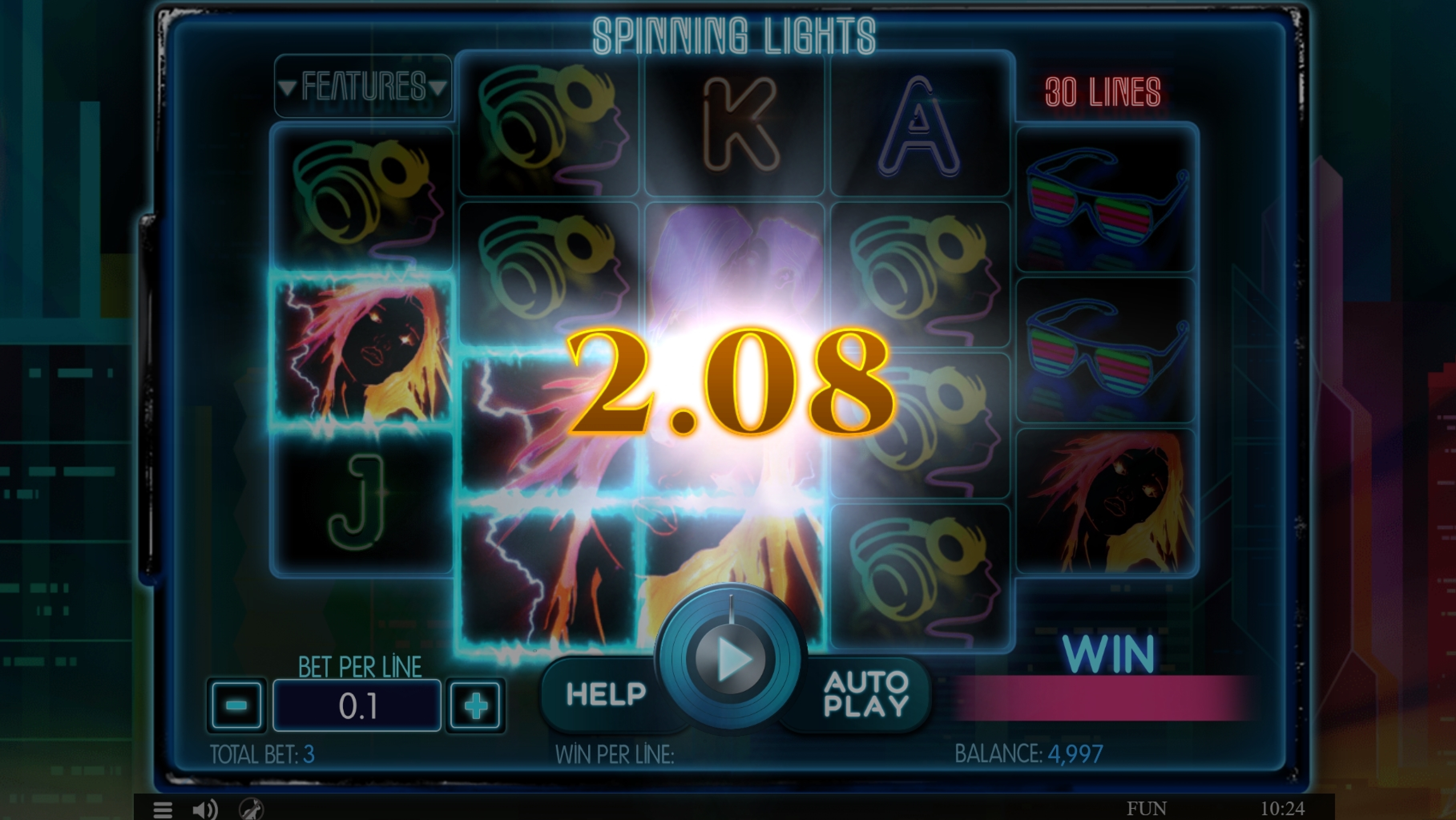 Win Money in Spinning Lights Free Slot Game by Spinomenal