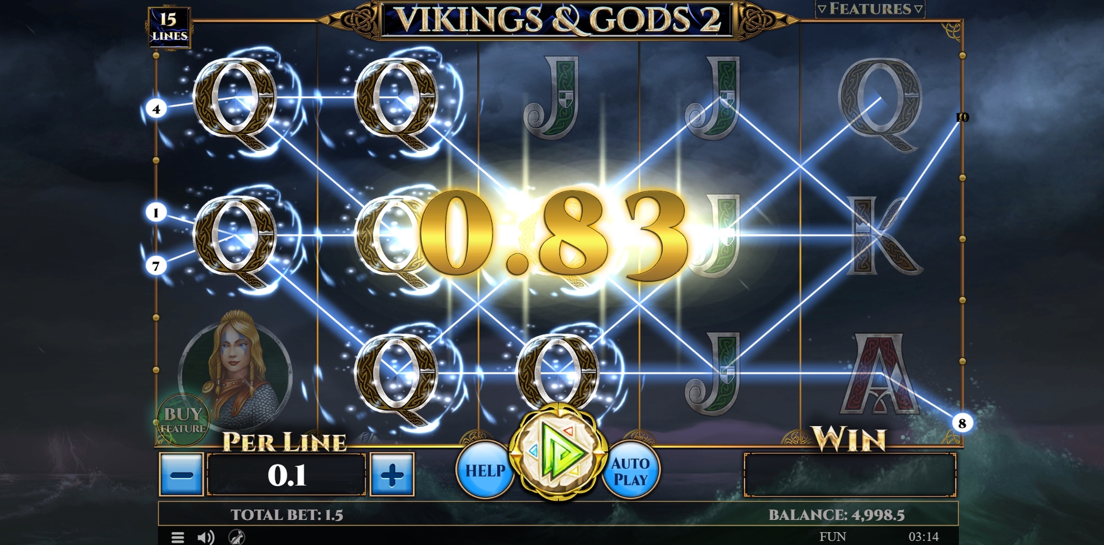 Win Money in Vikings and Gods 2 15 Lines Free Slot Game by Spinomenal