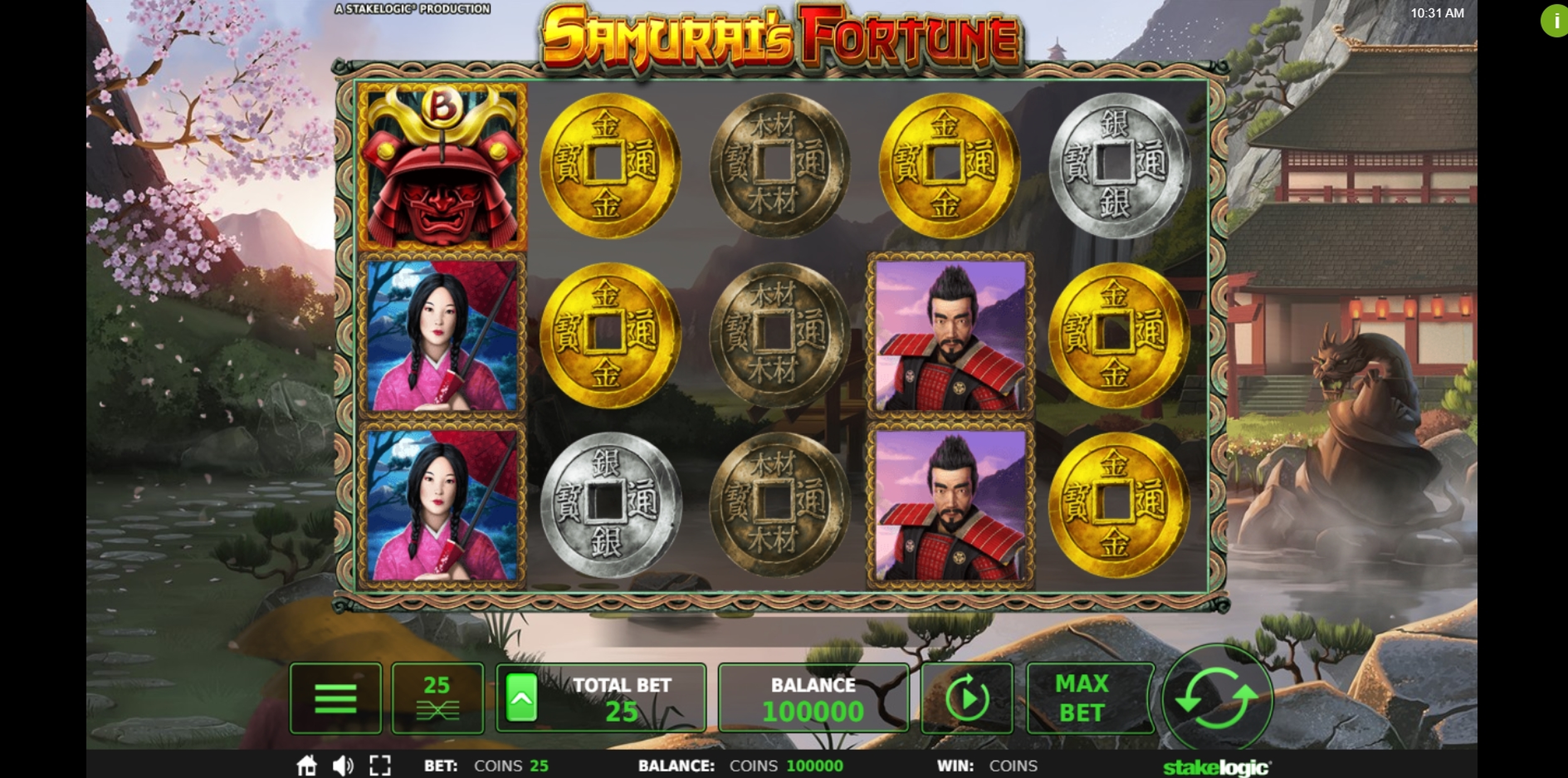 Reels in Samurai's Fortune Slot Game by Stakelogic