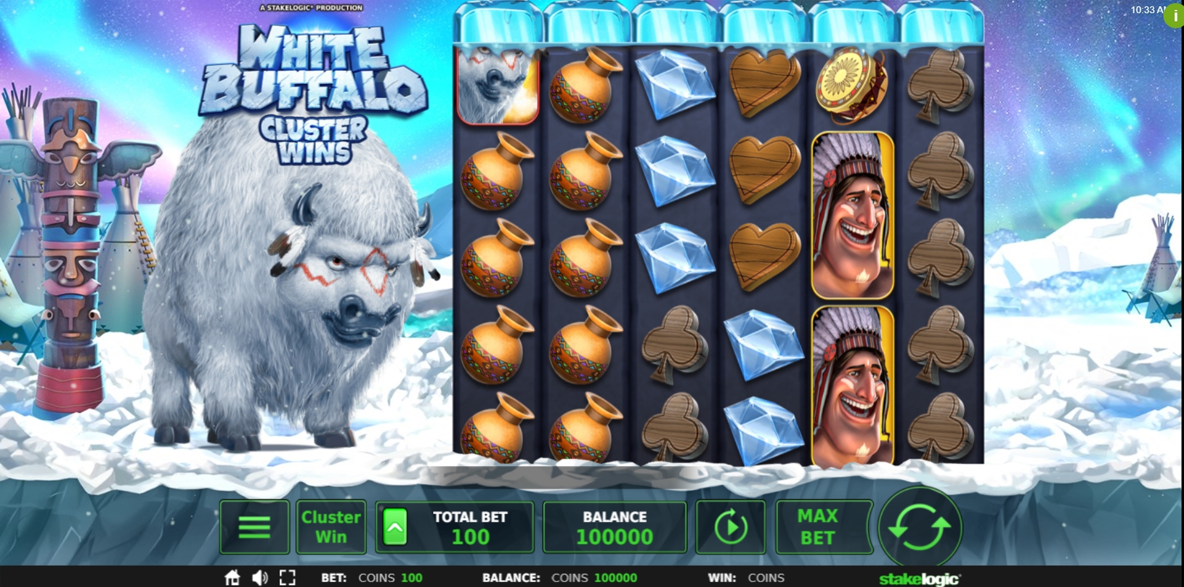 Reels in White Buffalo Cluster Wins Slot Game by Stakelogic