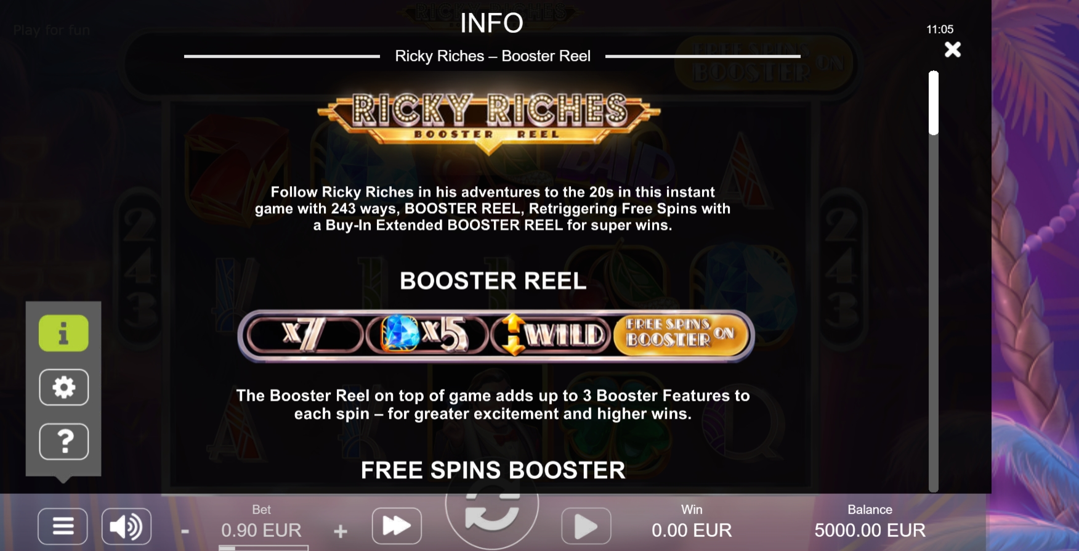 Info of Ricky Riches Slot Game by STHLM Gaming