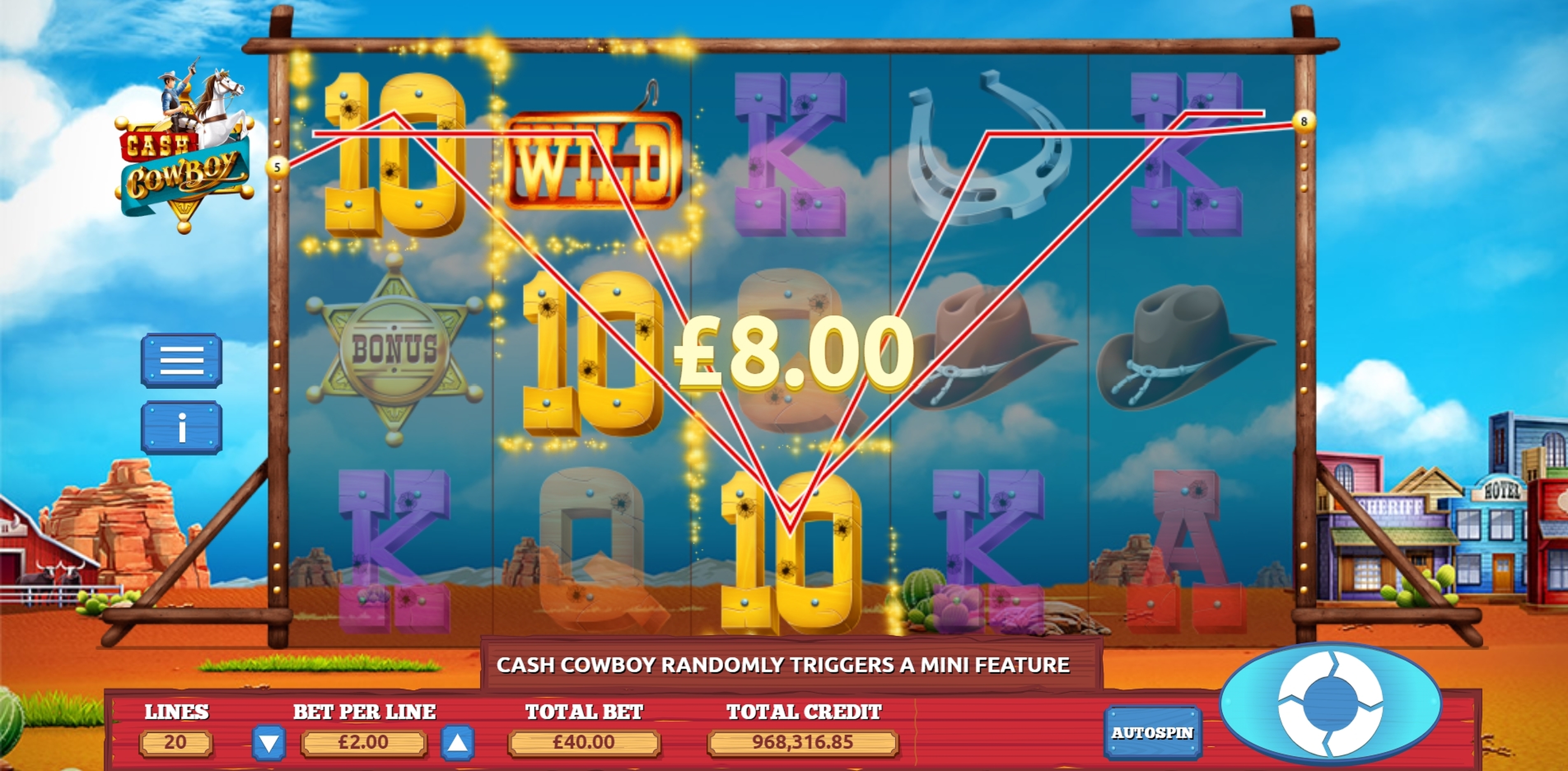 Win Money in Cash Cowboys Free Slot Game by The Games Company