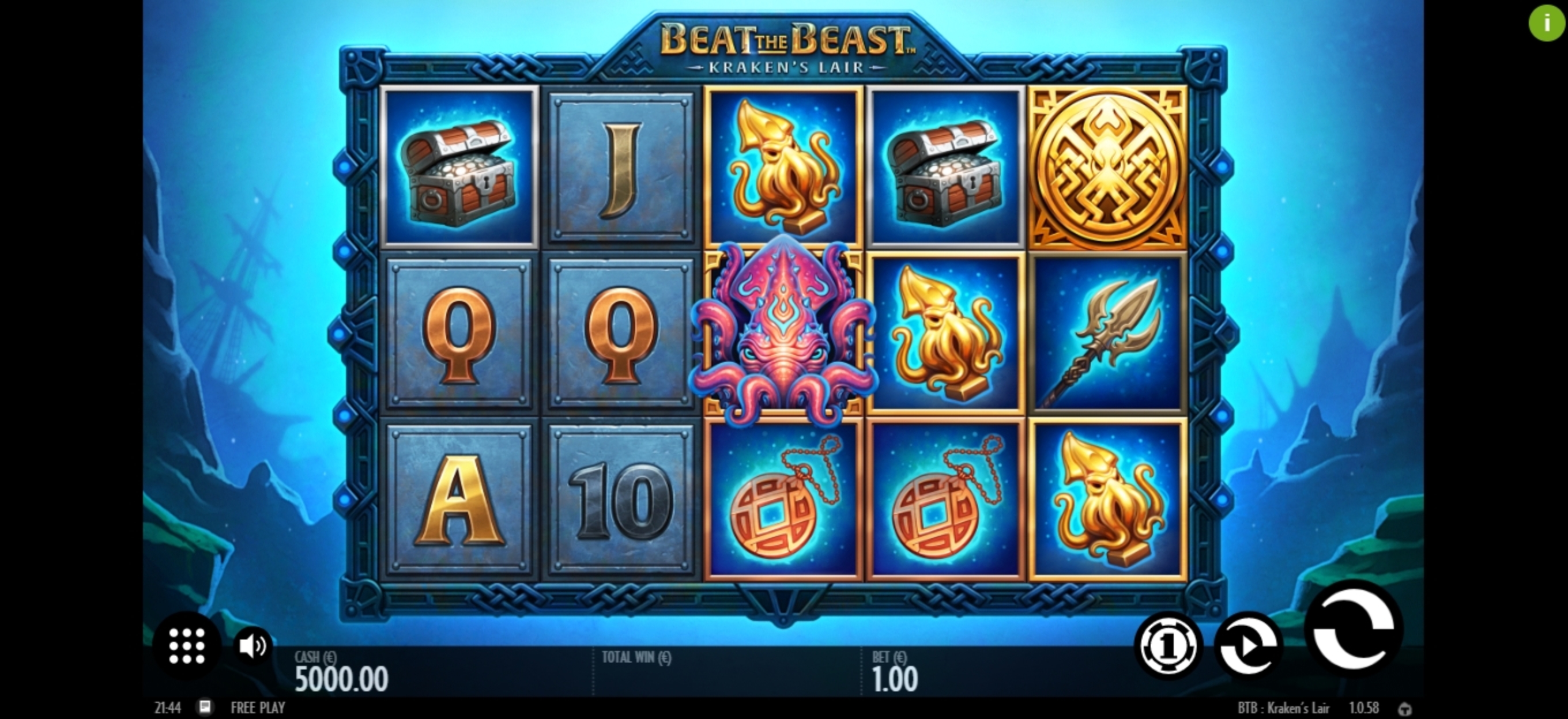 Reels in Beat the Beast Krakens Lair Slot Game by Thunderkick