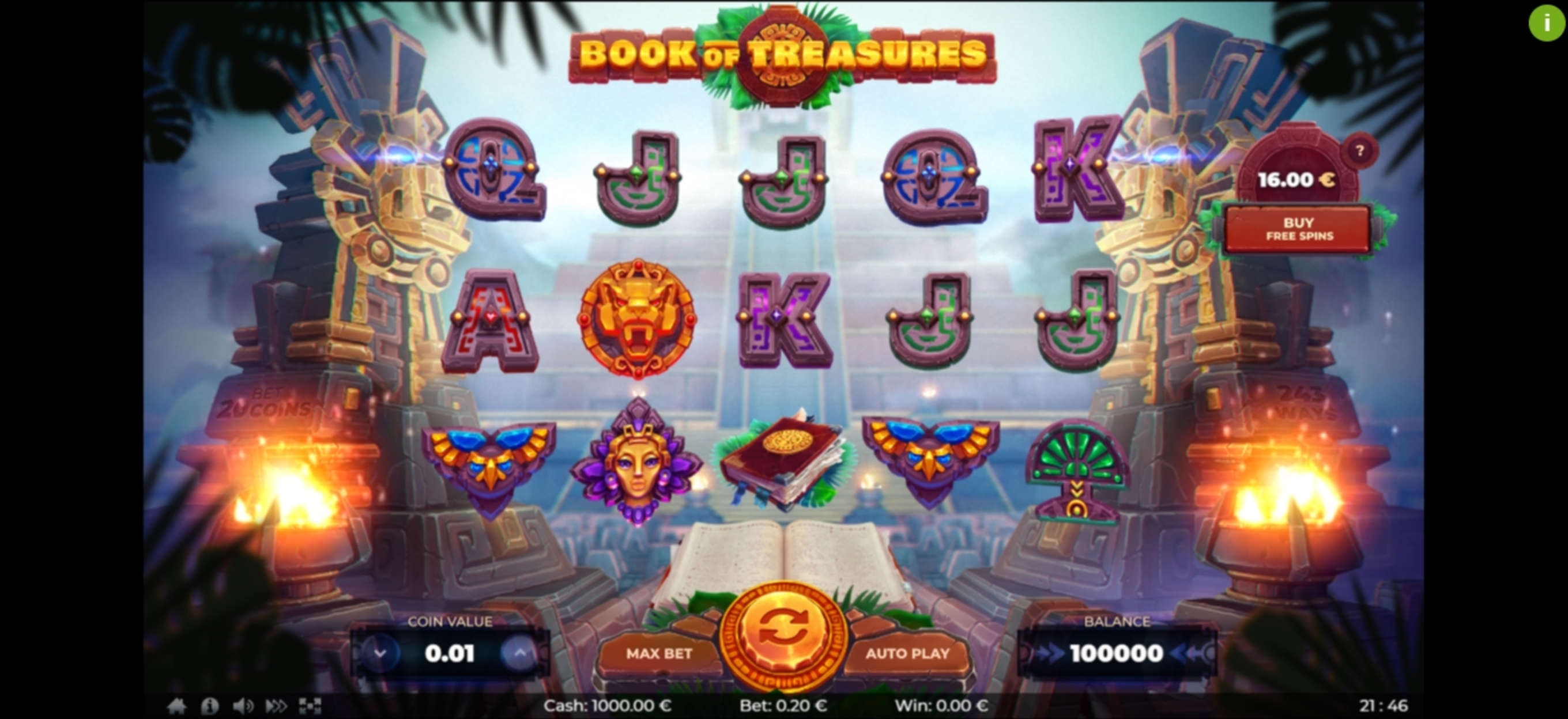 Reels in Book of Treasures Slot Game by Thunderspin