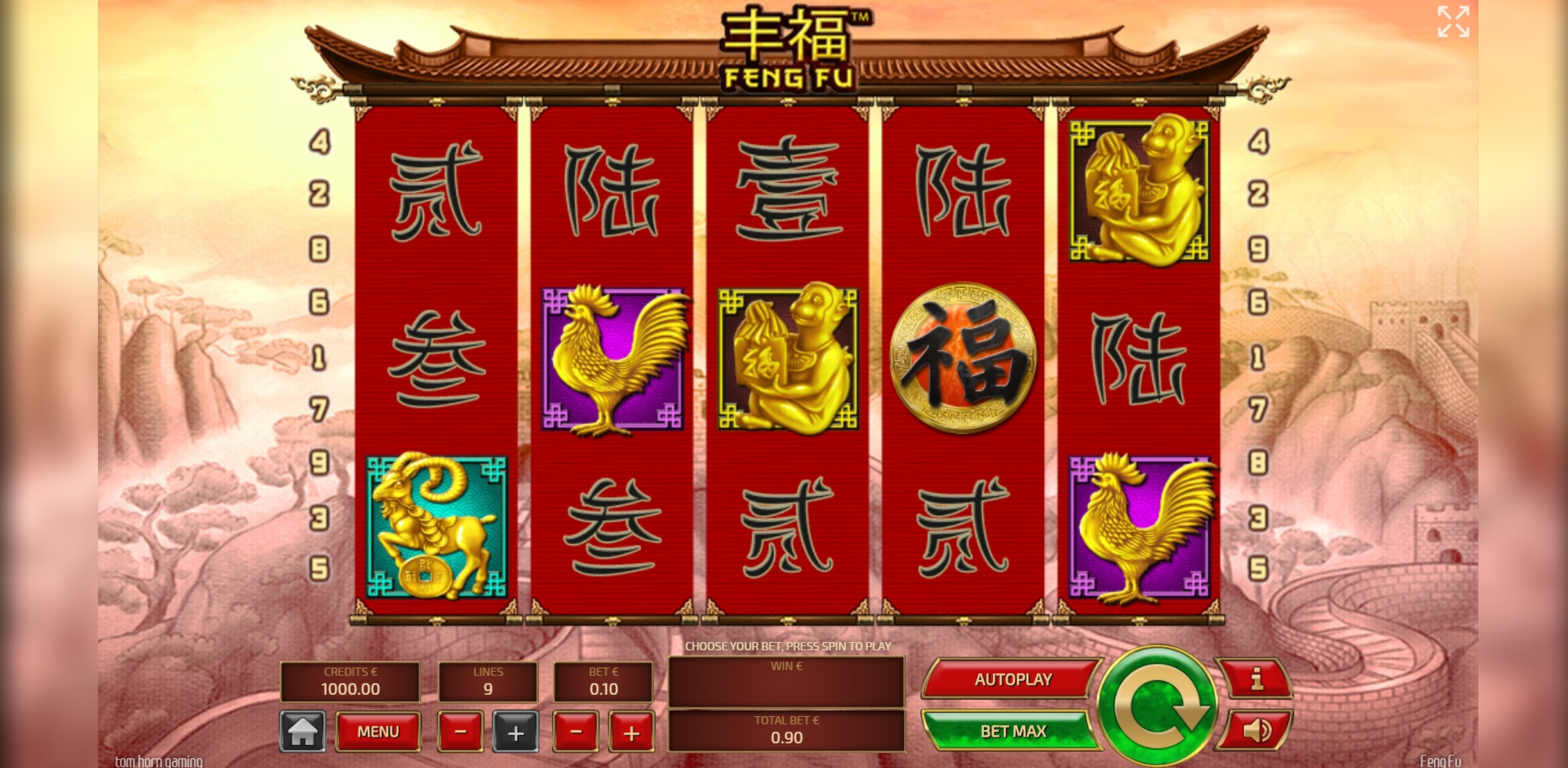 Reels in Feng Fu Slot Game by Tom Horn Gaming